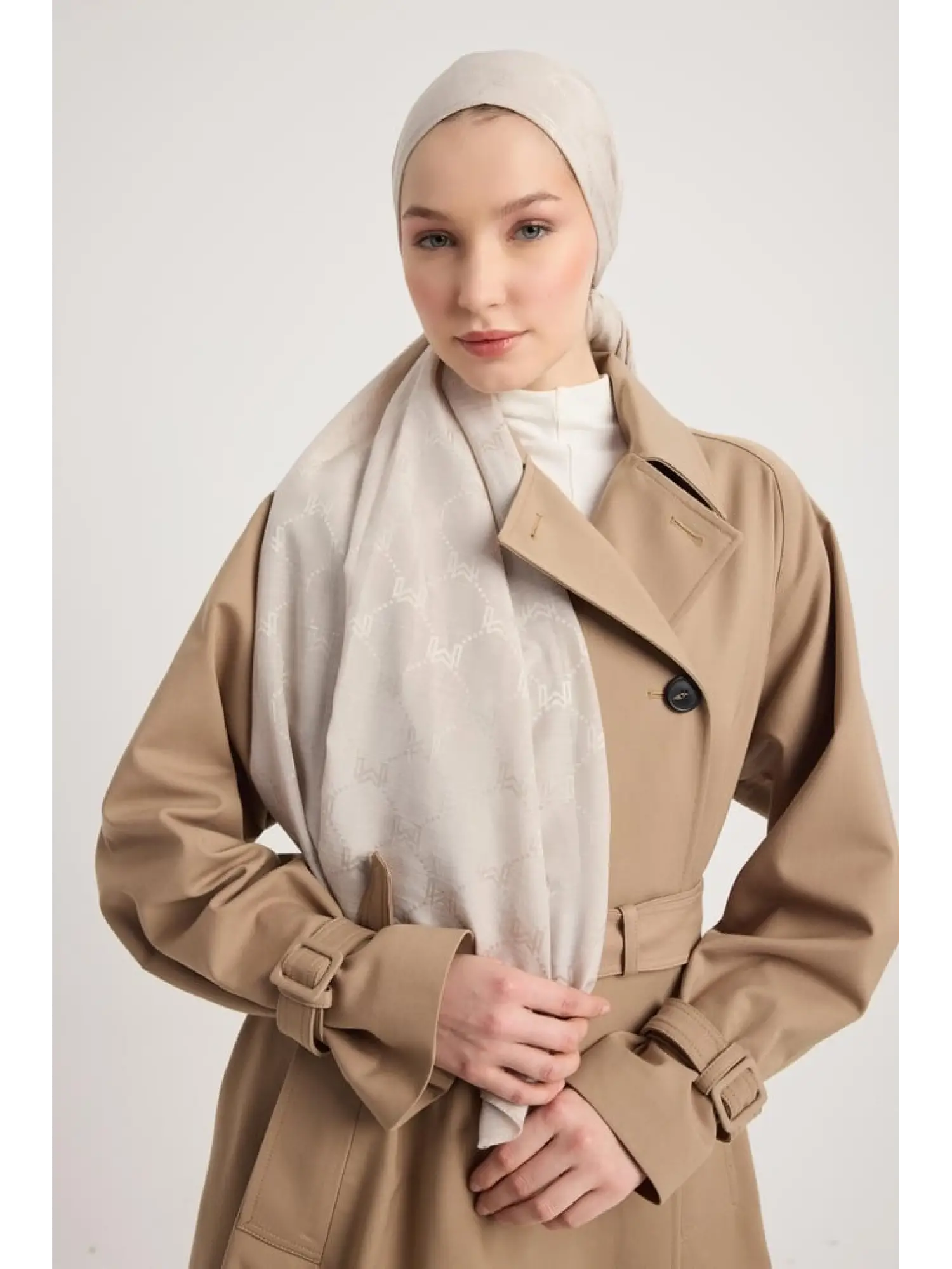 YEŞİL Maisa Neda Jakarlı Pamuk İpek Şal 70x190