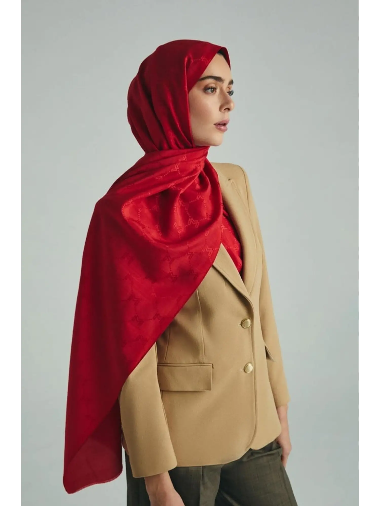 YEŞİL Maisa Neda Jakarlı Pamuk İpek Şal 70x190