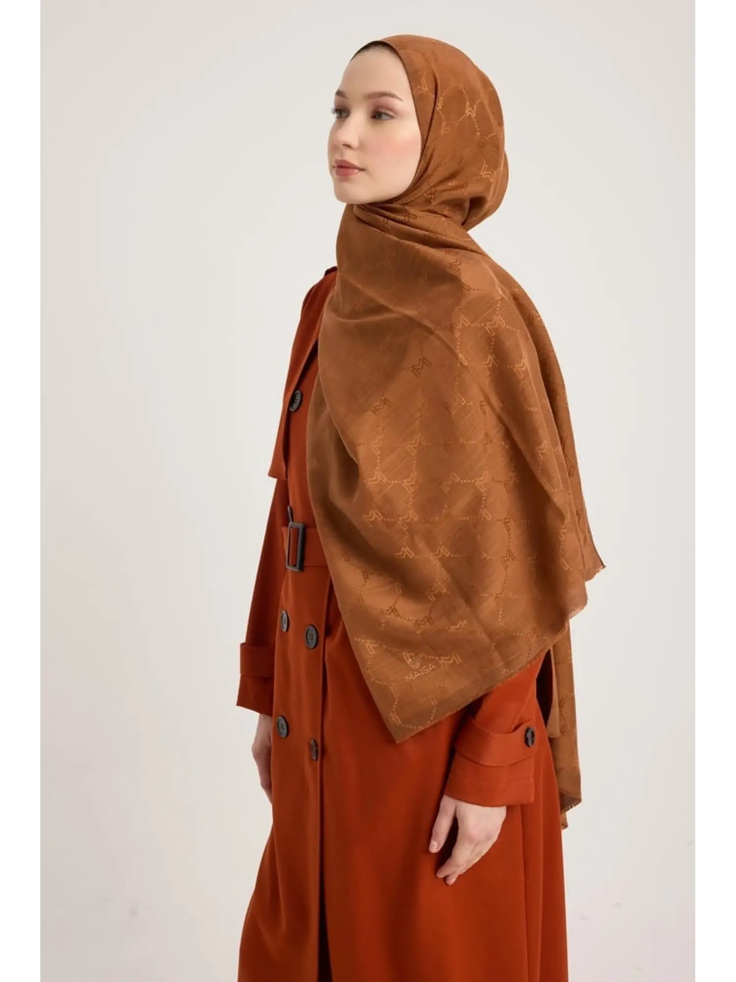 YEŞİL Maisa Neda Jakarlı Pamuk İpek Şal 70x190