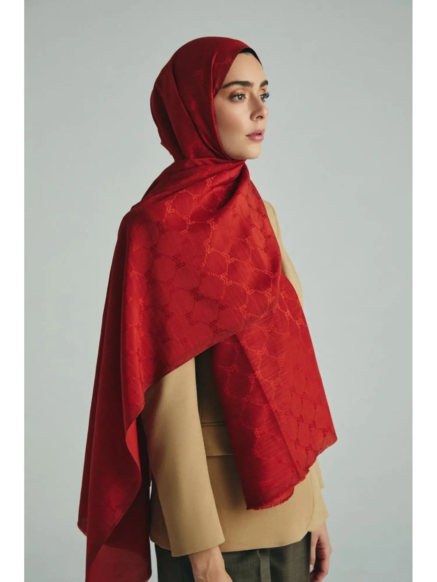 YEŞİL Maisa Neda Jakarlı Pamuk İpek Şal 70x190