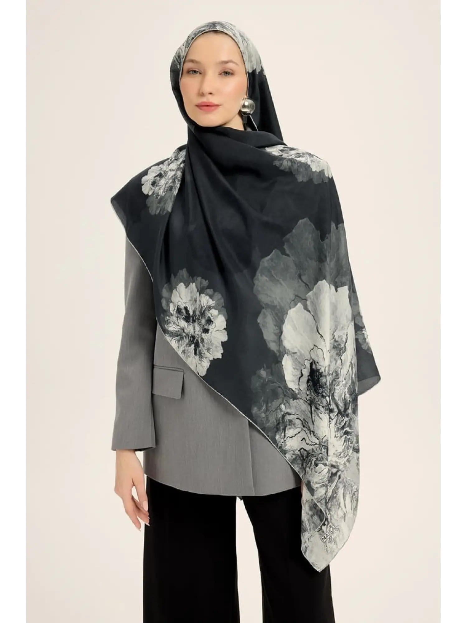 SİYAH Maisa Katre 70x190 Pamuk İpek Şal