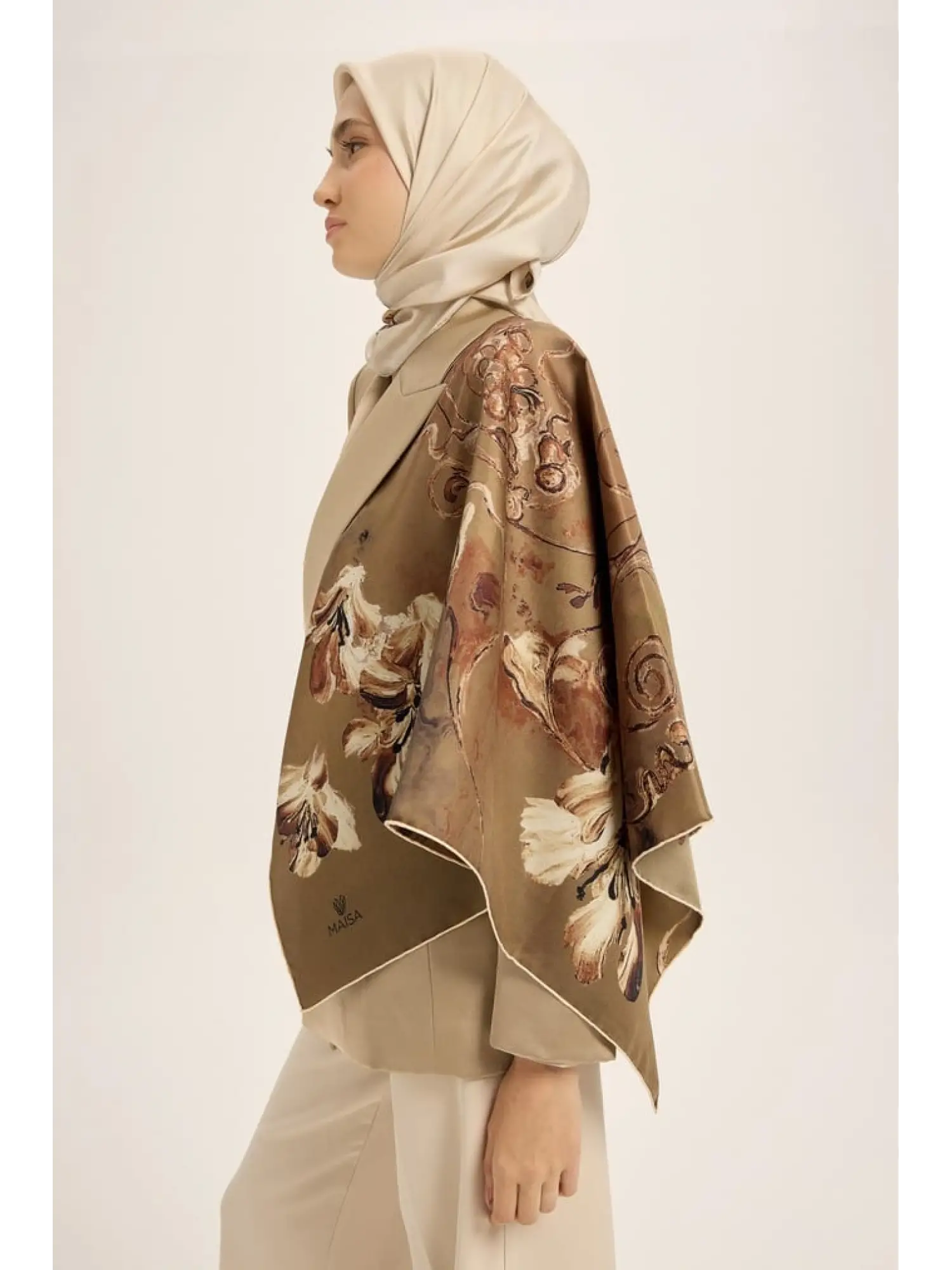 PEMBE Maisa Narin 90X90 Twil İpek Eşarp