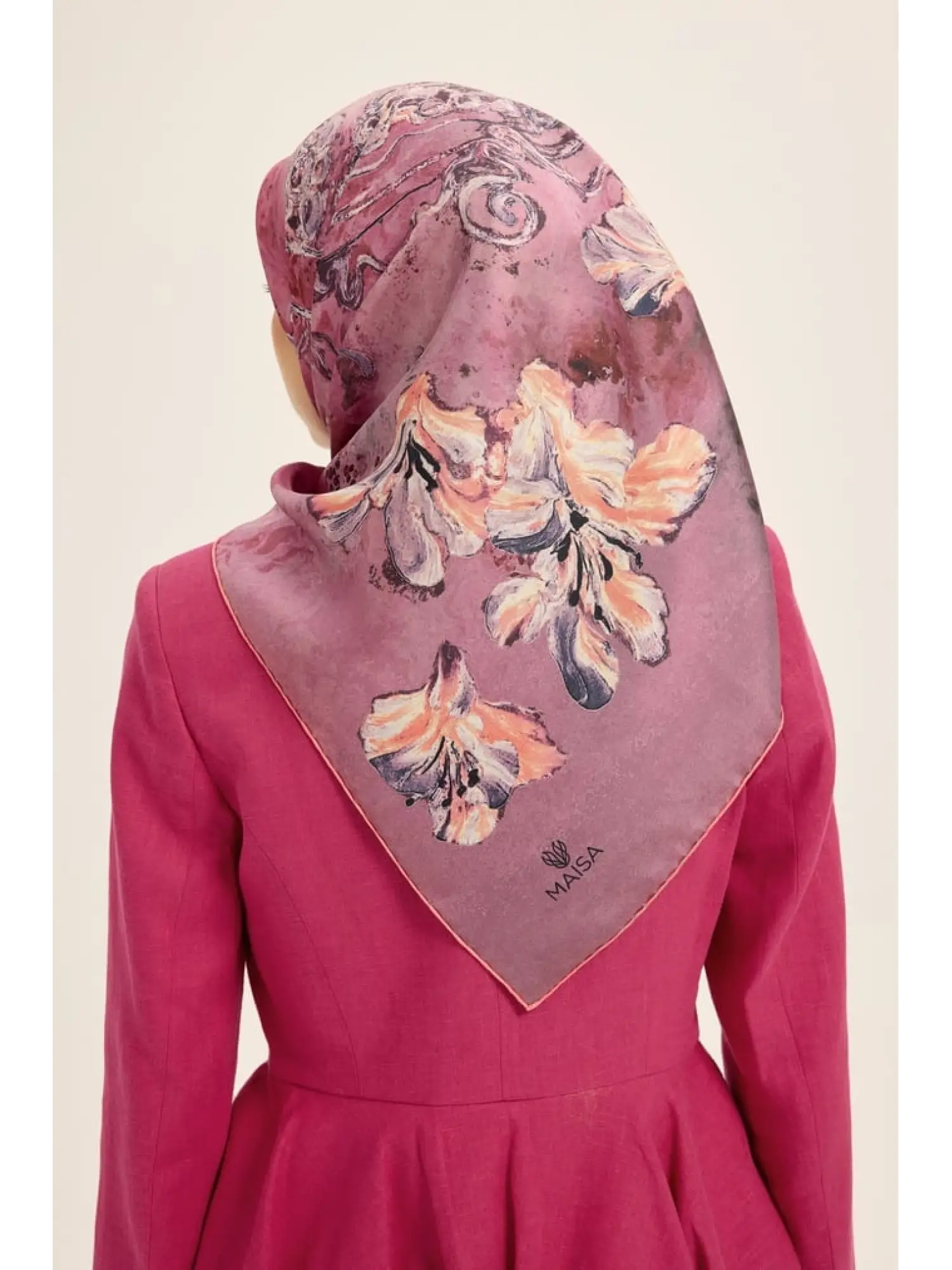 PEMBE Maisa Narin 90X90 Twil İpek Eşarp