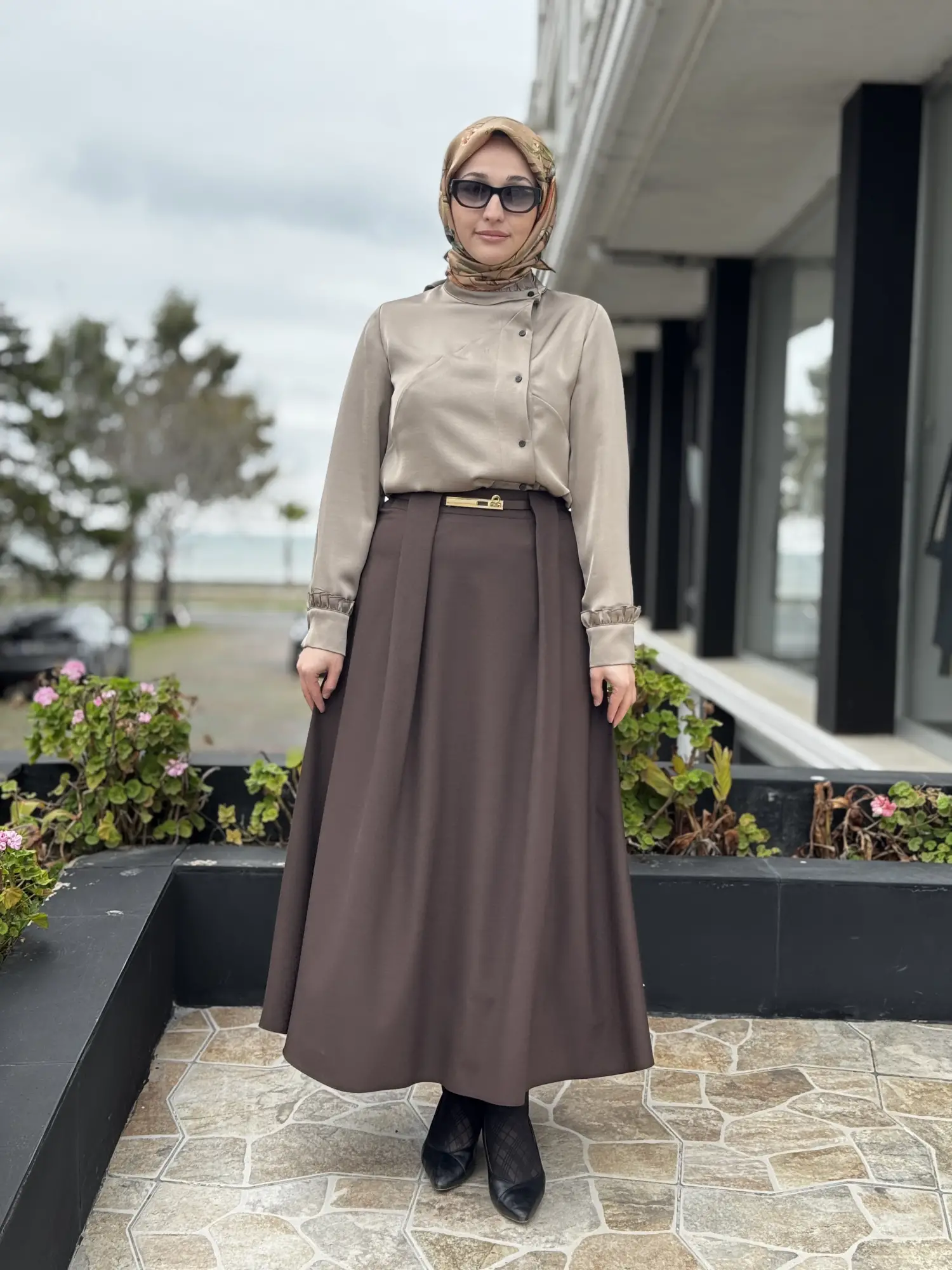 Ghisa Kemerli Pile Detaylı Etek G5385