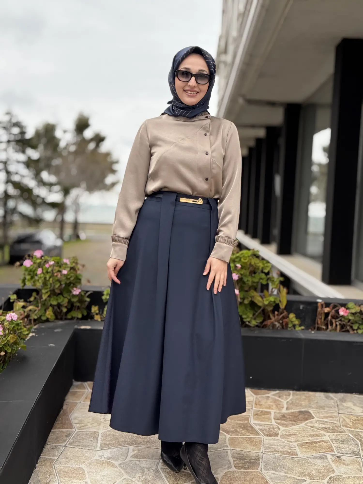 Ghisa Kemerli Pile Detaylı Etek G5385