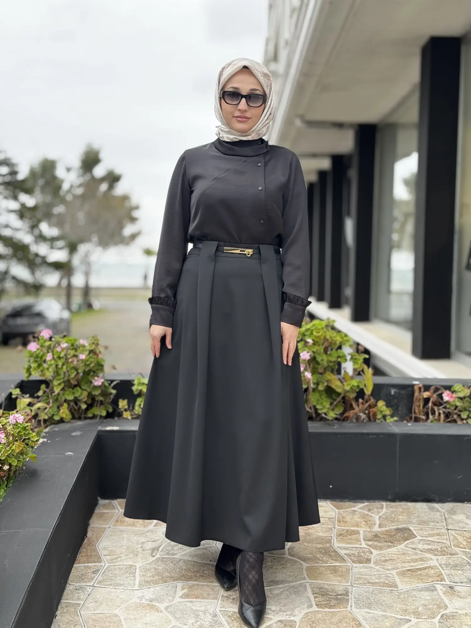 Ghisa Kemerli Pile Detaylı Etek G5385