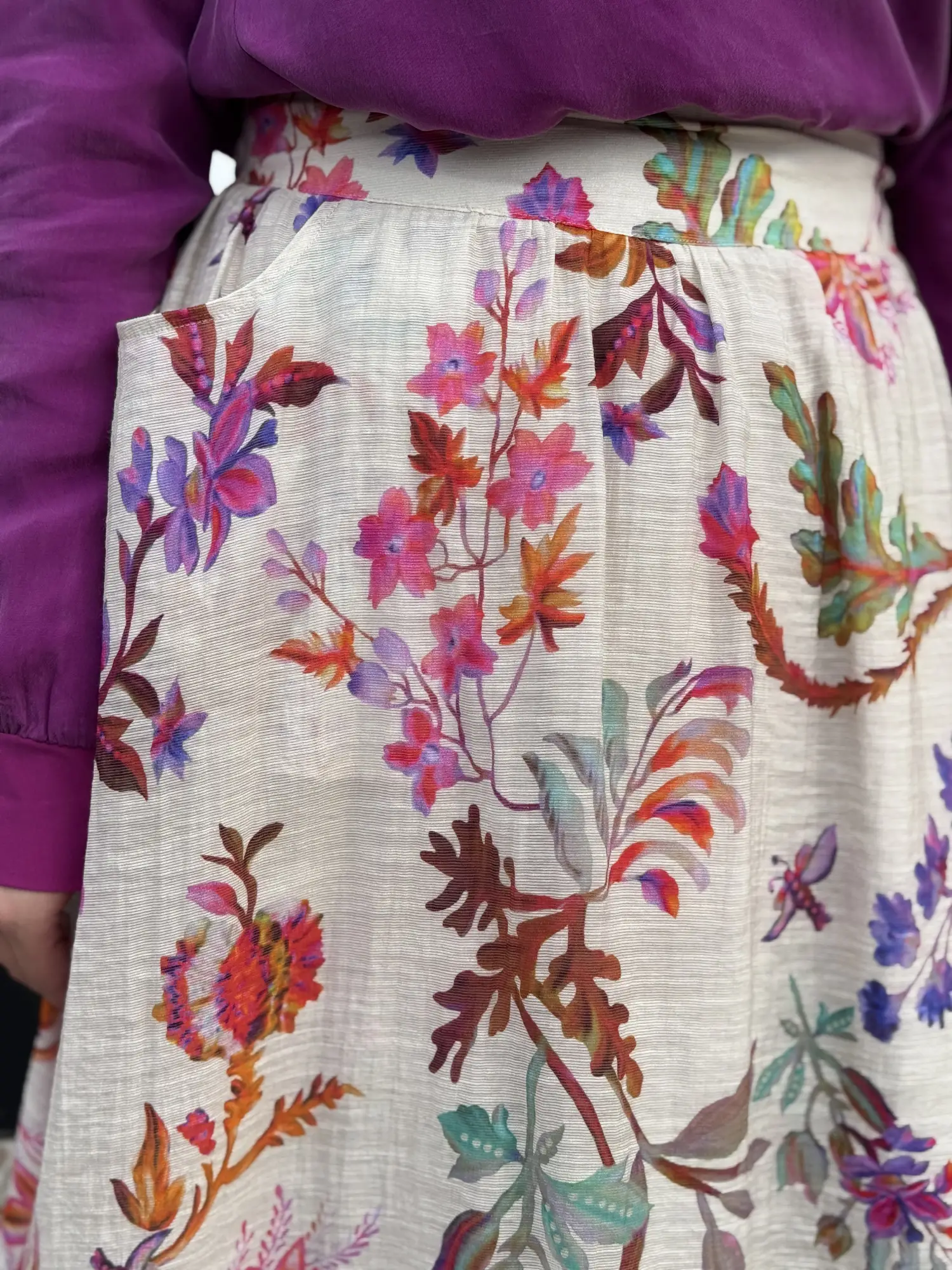 Ghisa Botanik Desenli Vual Kloş Etek G5390