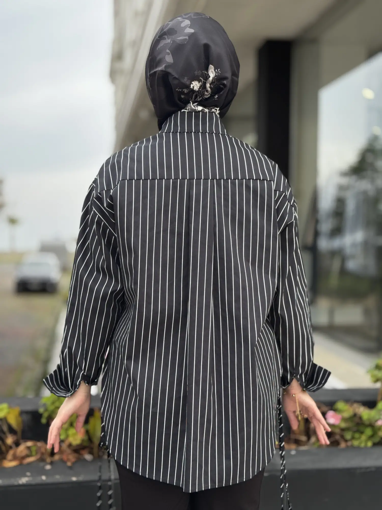 Ghisa Kuş Desenli Yandan Bağcıklı Poplin Gömlek G4197