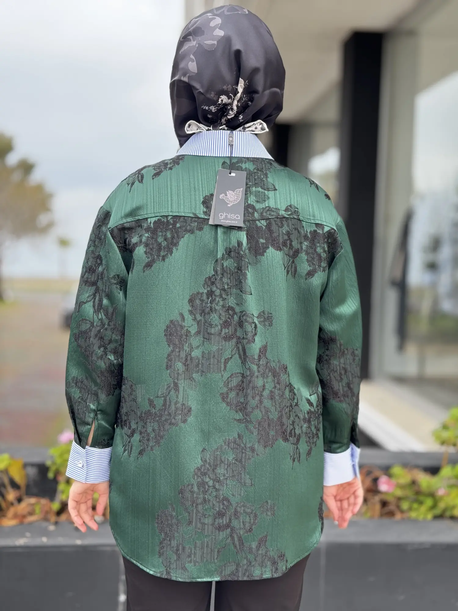 Ghisa Çizgili Kumaş Kombinli Gömlek G4311