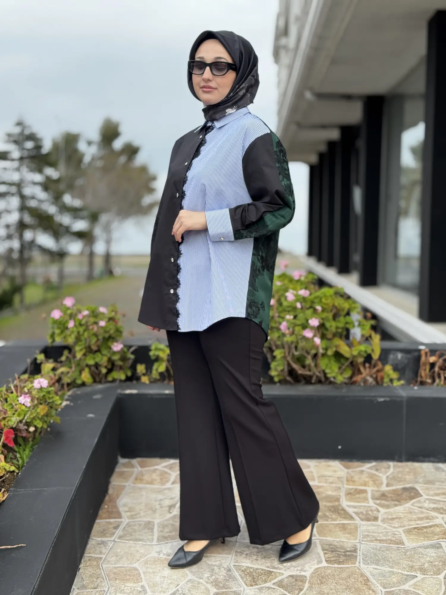 Ghisa Çizgili Kumaş Kombinli Gömlek G4311