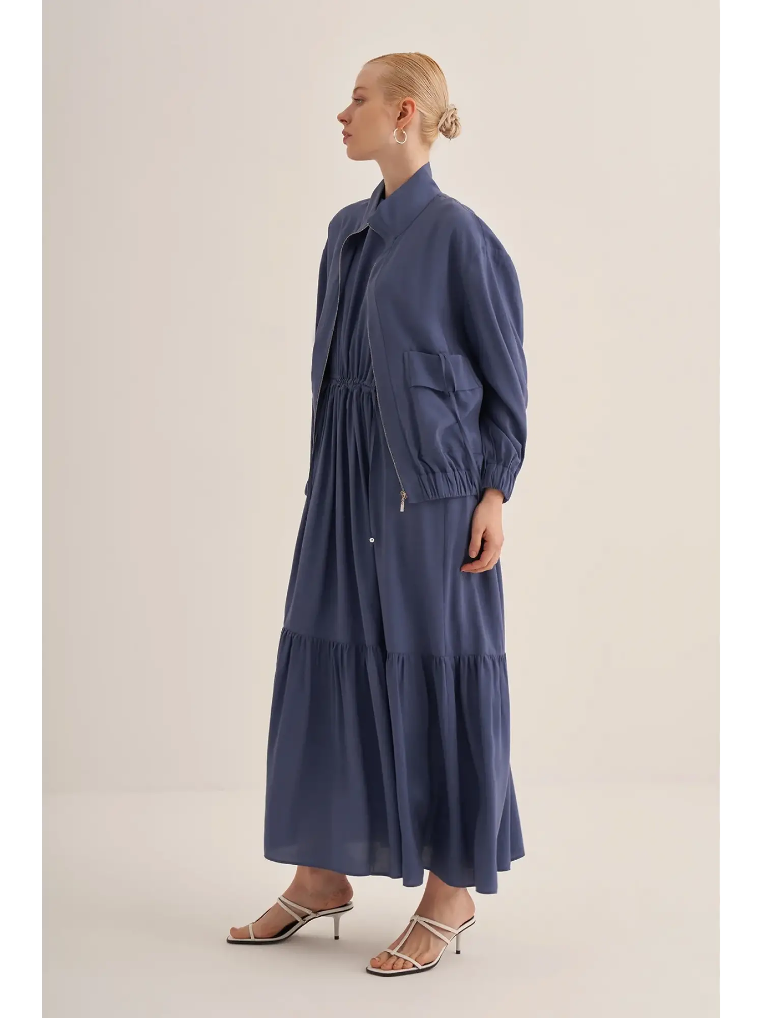 Clande Ceketli Modal 0 Kol Elbise Takım