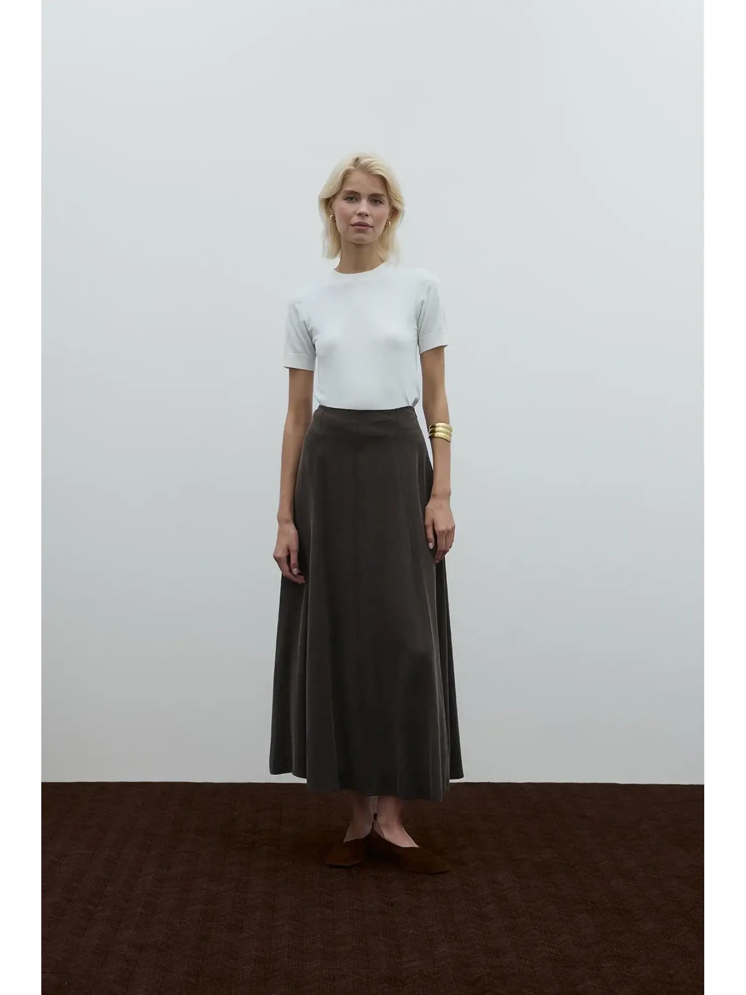 Clande Cupra İpek Bluz Etek Takım