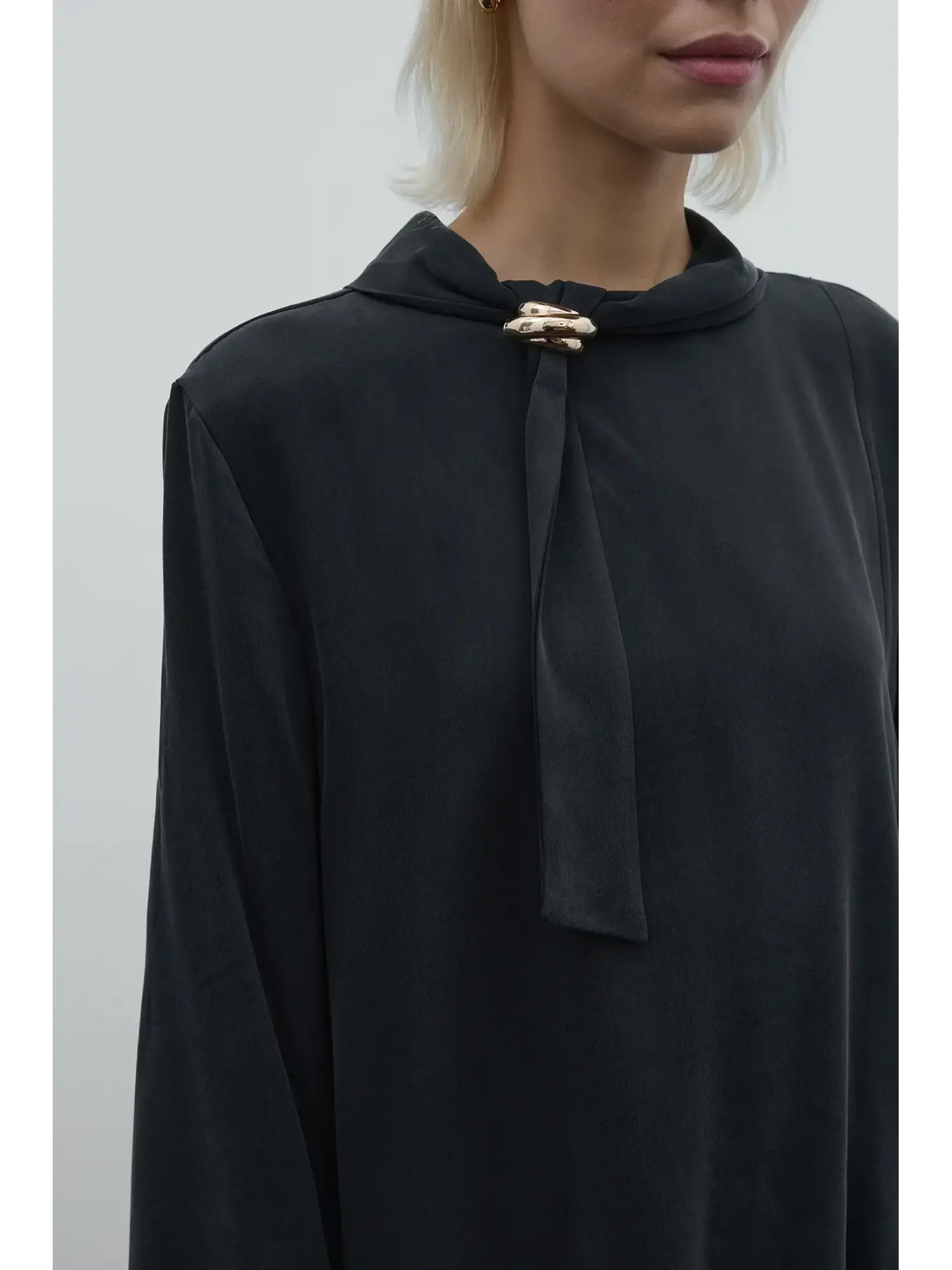 Clande Cupra İpek Bluz Etek Takım