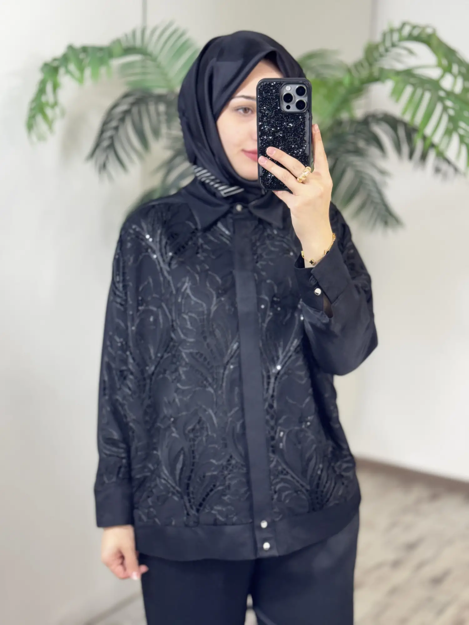 Tığ Triko Pul Nakış Brode Kombinli Kap Pantolon Takım TKM5087