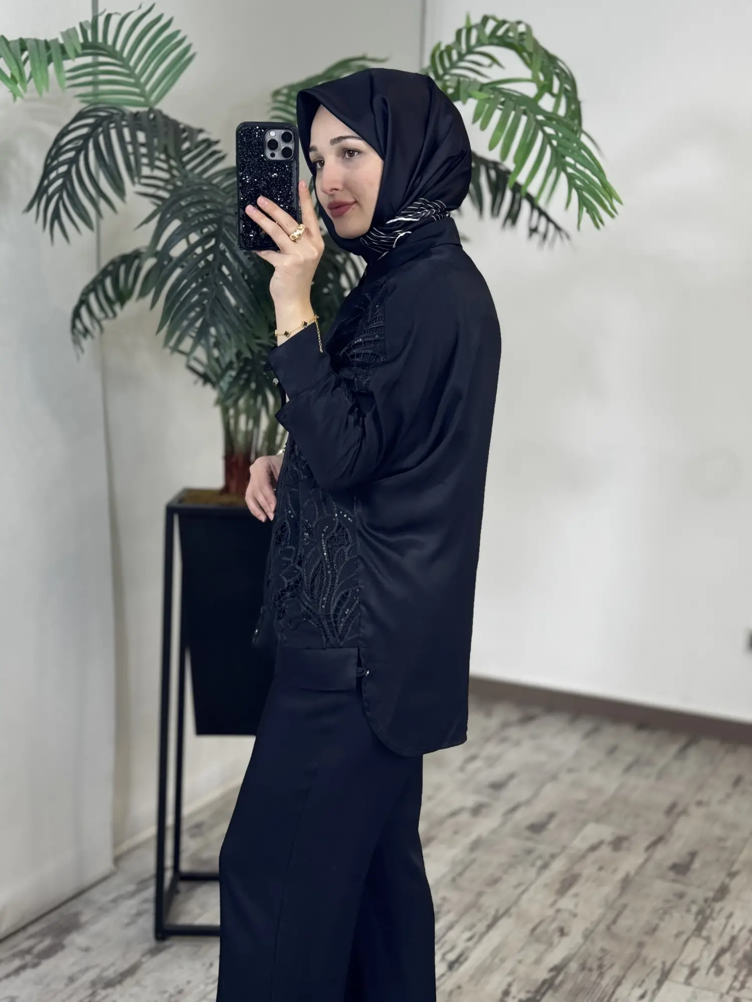 Tığ Triko Pul Nakış Brode Kombinli Kap Pantolon Takım TKM5087