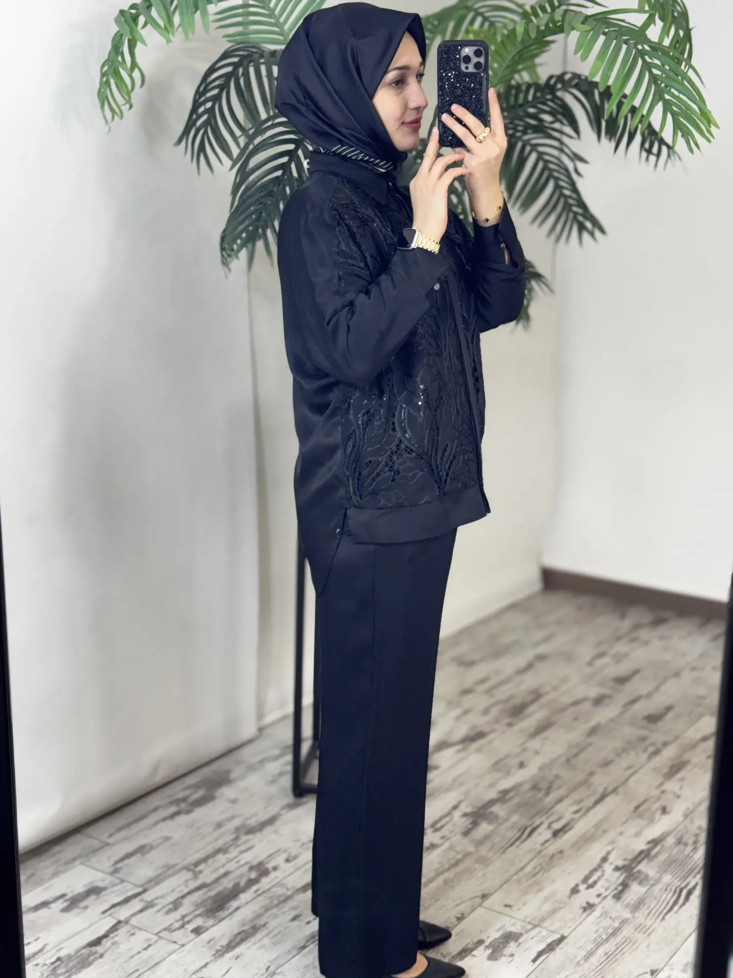 Tığ Triko Pul Nakış Brode Kombinli Kap Pantolon Takım TKM5087