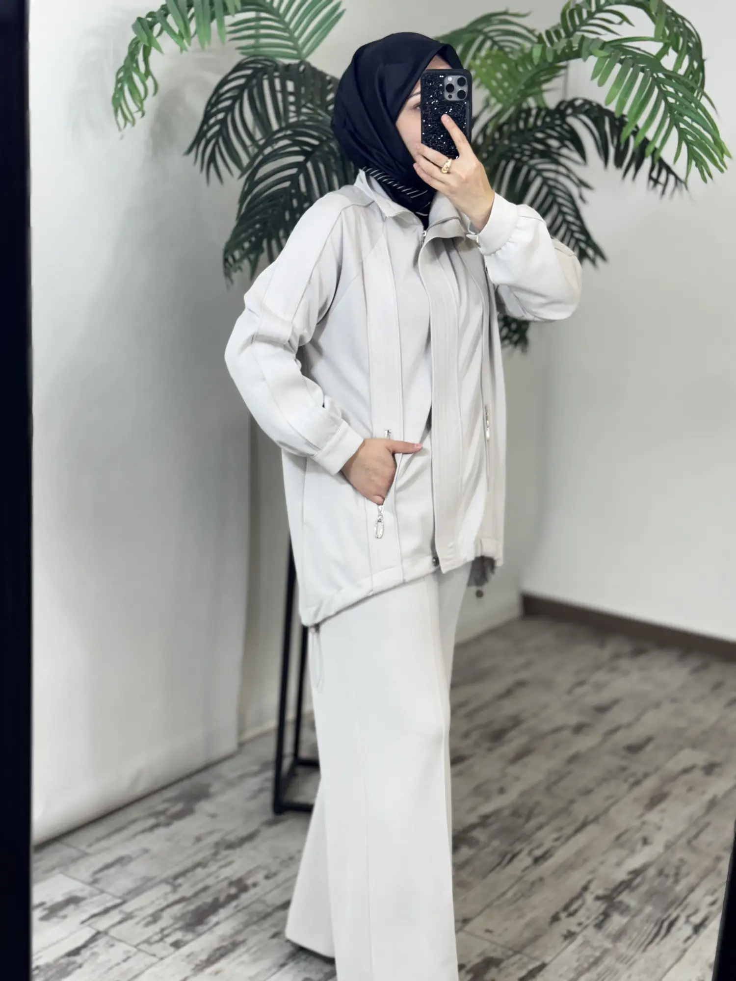 Tığ Triko Dikiş Detaylı Fermuarlı Osyho Kap Pantolon Takım TKM5101