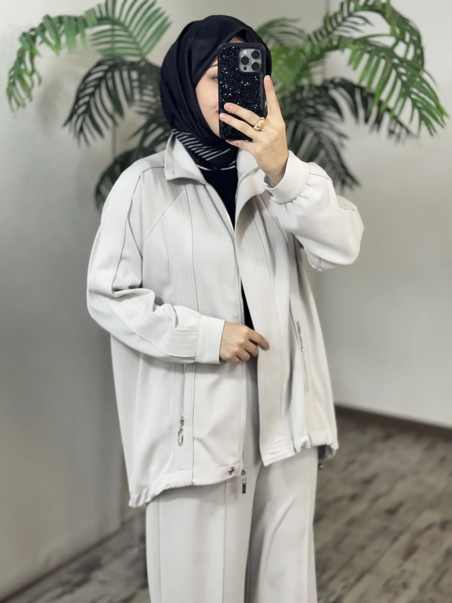 Tığ Triko Dikiş Detaylı Fermuarlı Osyho Kap Pantolon Takım TKM5101