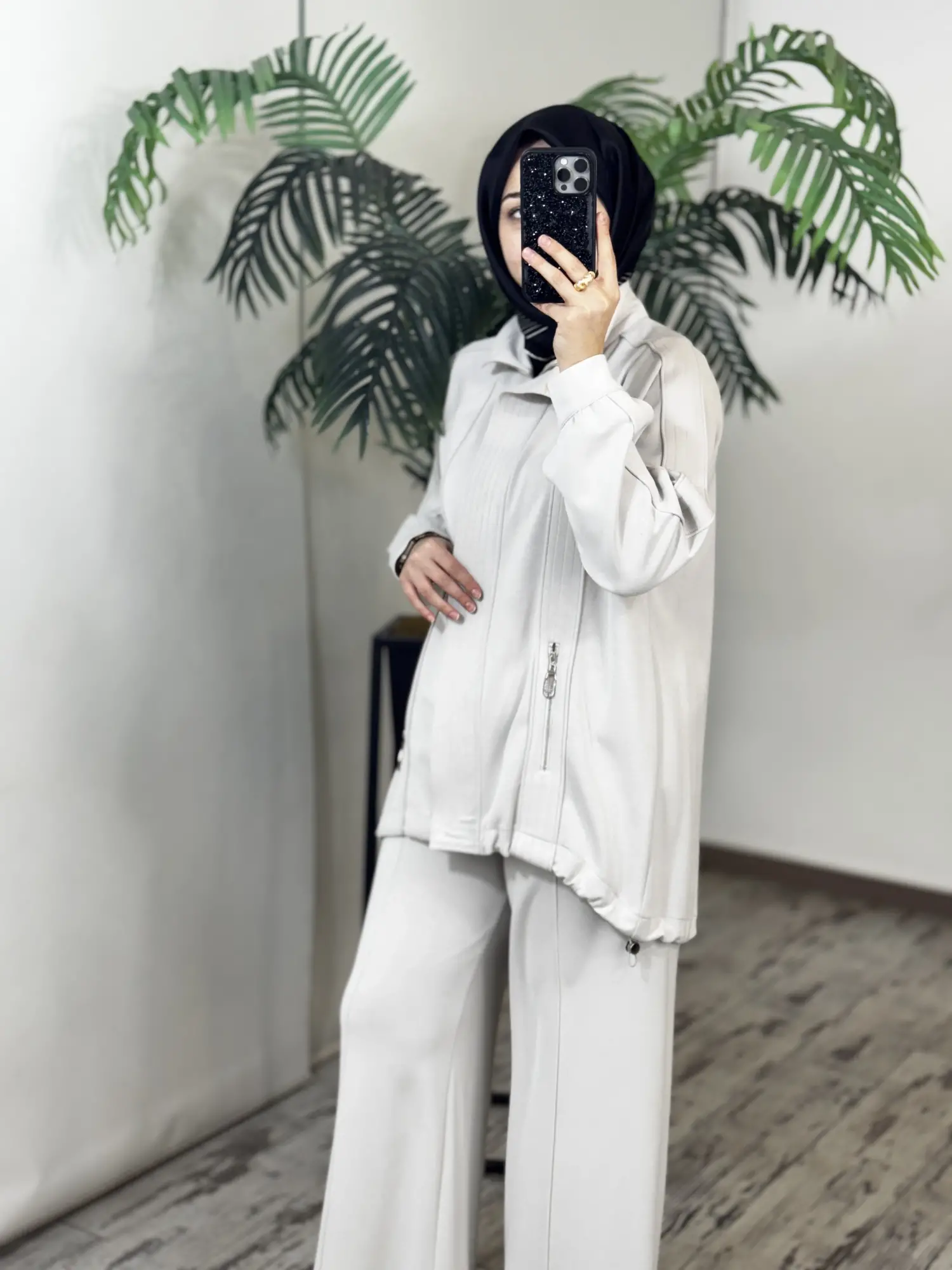 Tığ Triko Dikiş Detaylı Fermuarlı Osyho Kap Pantolon Takım TKM5101