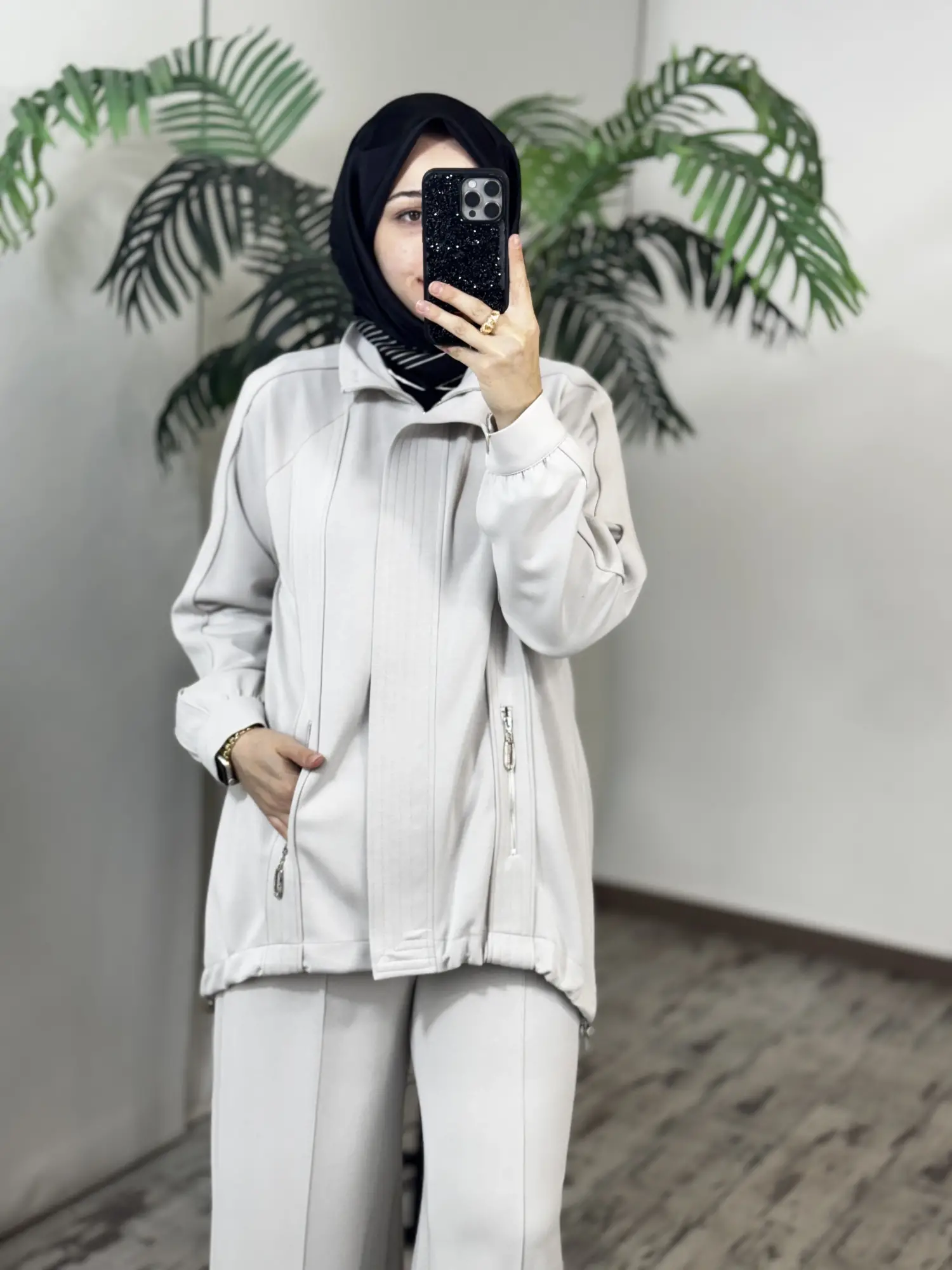 Tığ Triko Dikiş Detaylı Fermuarlı Osyho Kap Pantolon Takım TKM5101