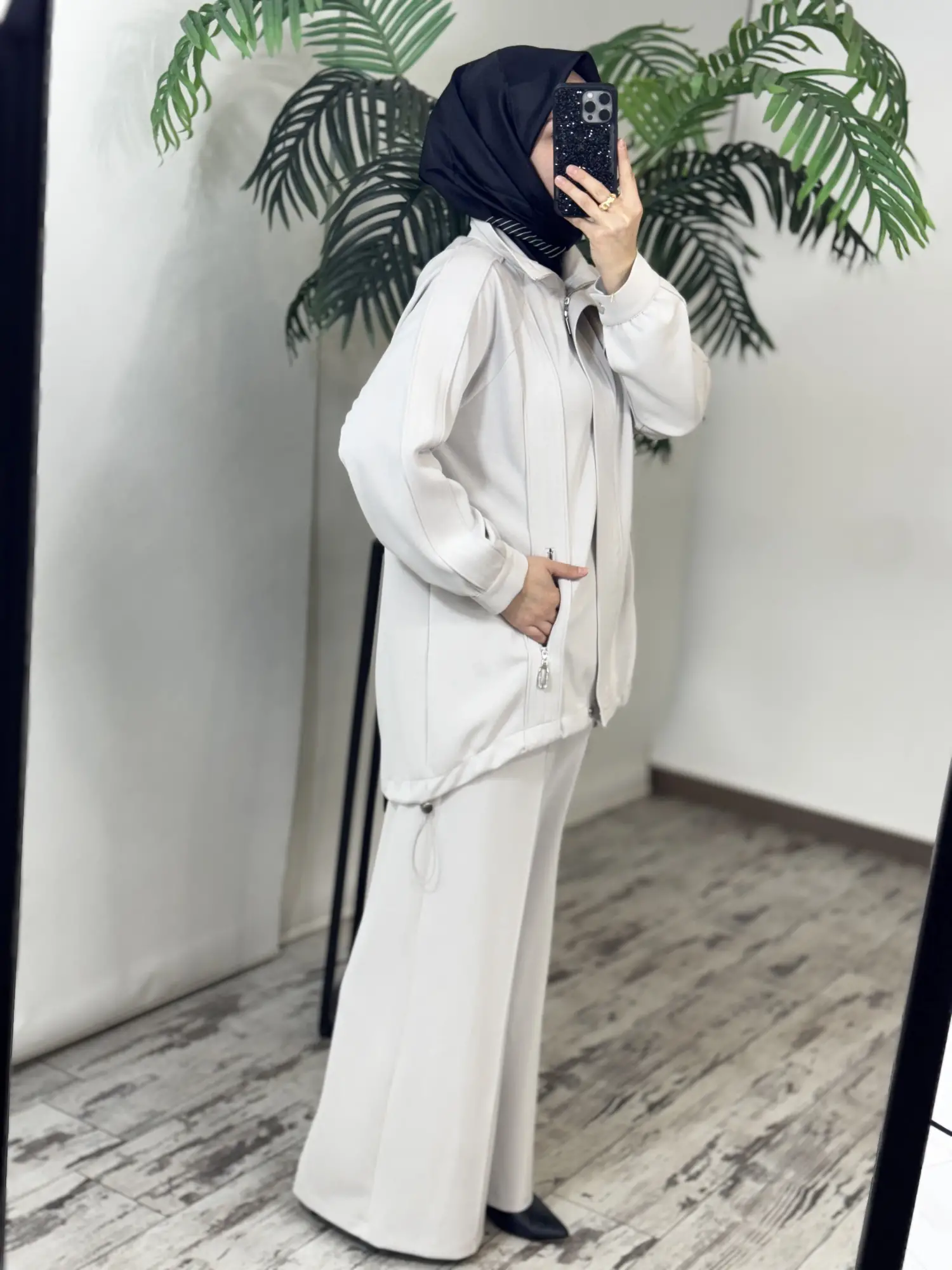 Tığ Triko Dikiş Detaylı Fermuarlı Osyho Kap Pantolon Takım TKM5101