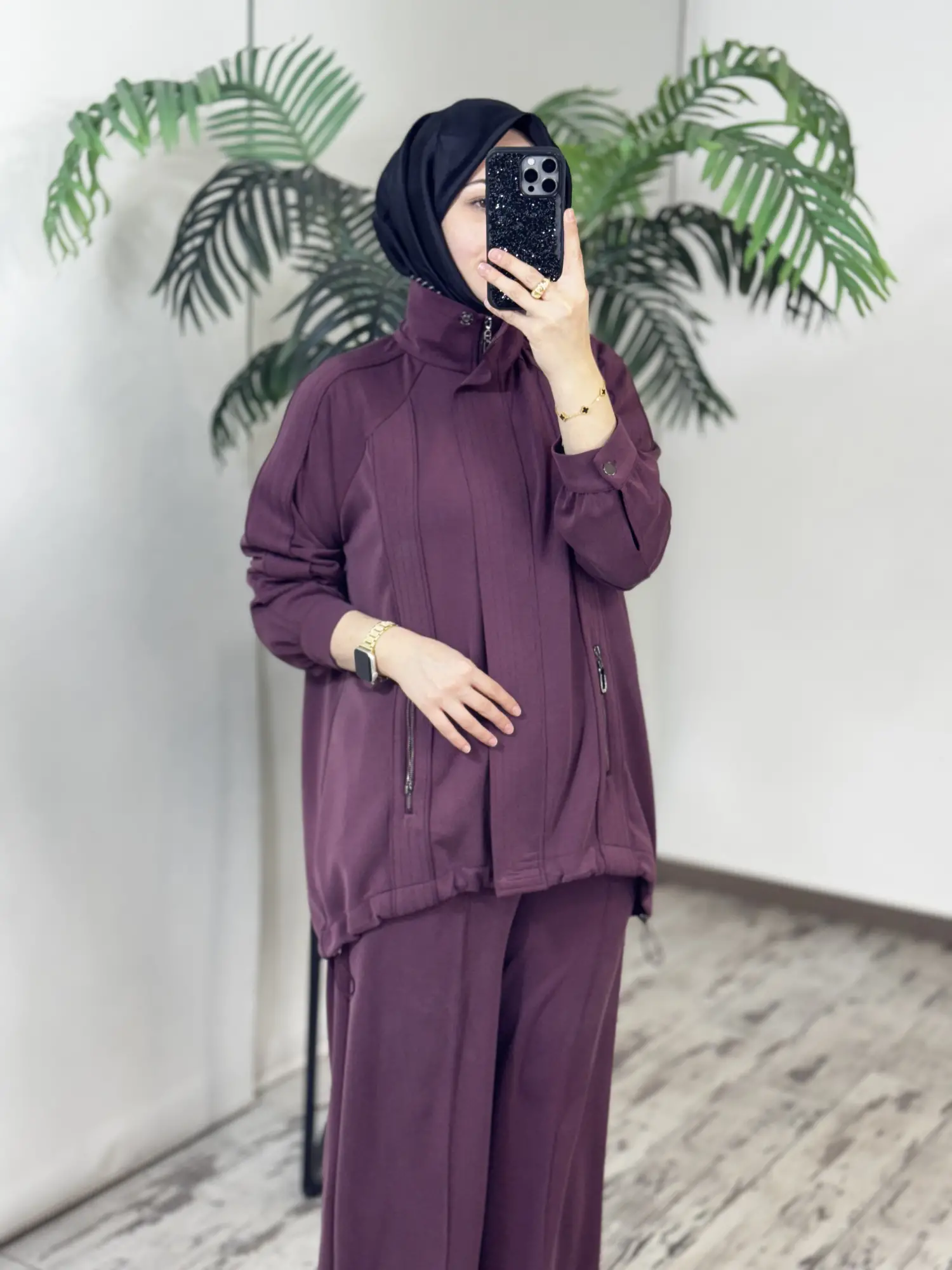 Tığ Triko Dikiş Detaylı Fermuarlı Osyho Kap Pantolon Takım TKM5101