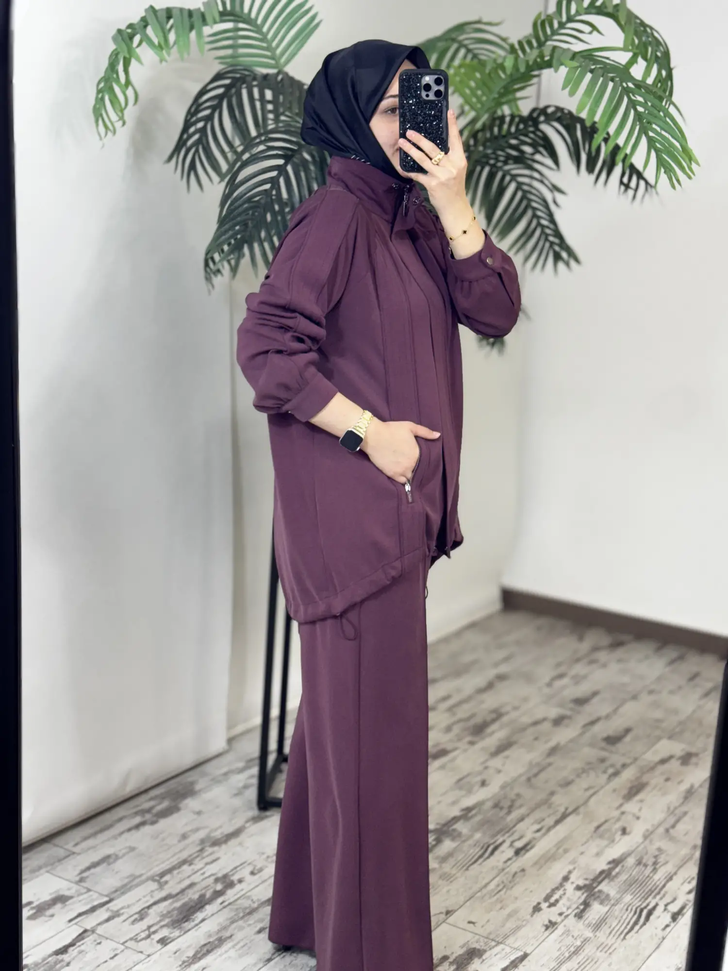 Tığ Triko Dikiş Detaylı Fermuarlı Osyho Kap Pantolon Takım TKM5101