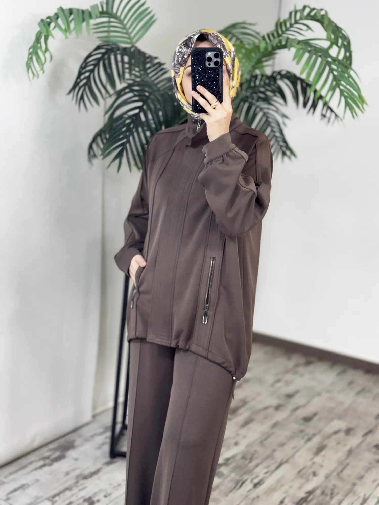 Tığ Triko Dikiş Detaylı Fermuarlı Osyho Kap Pantolon Takım TKM5101