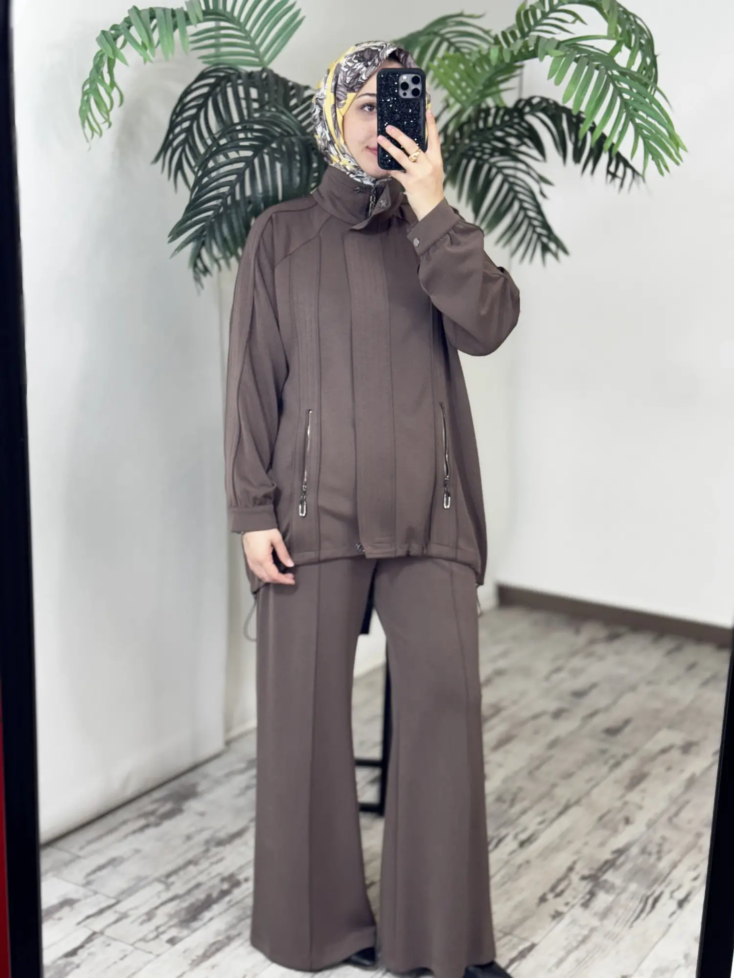 Tığ Triko Dikiş Detaylı Fermuarlı Osyho Kap Pantolon Takım TKM5101