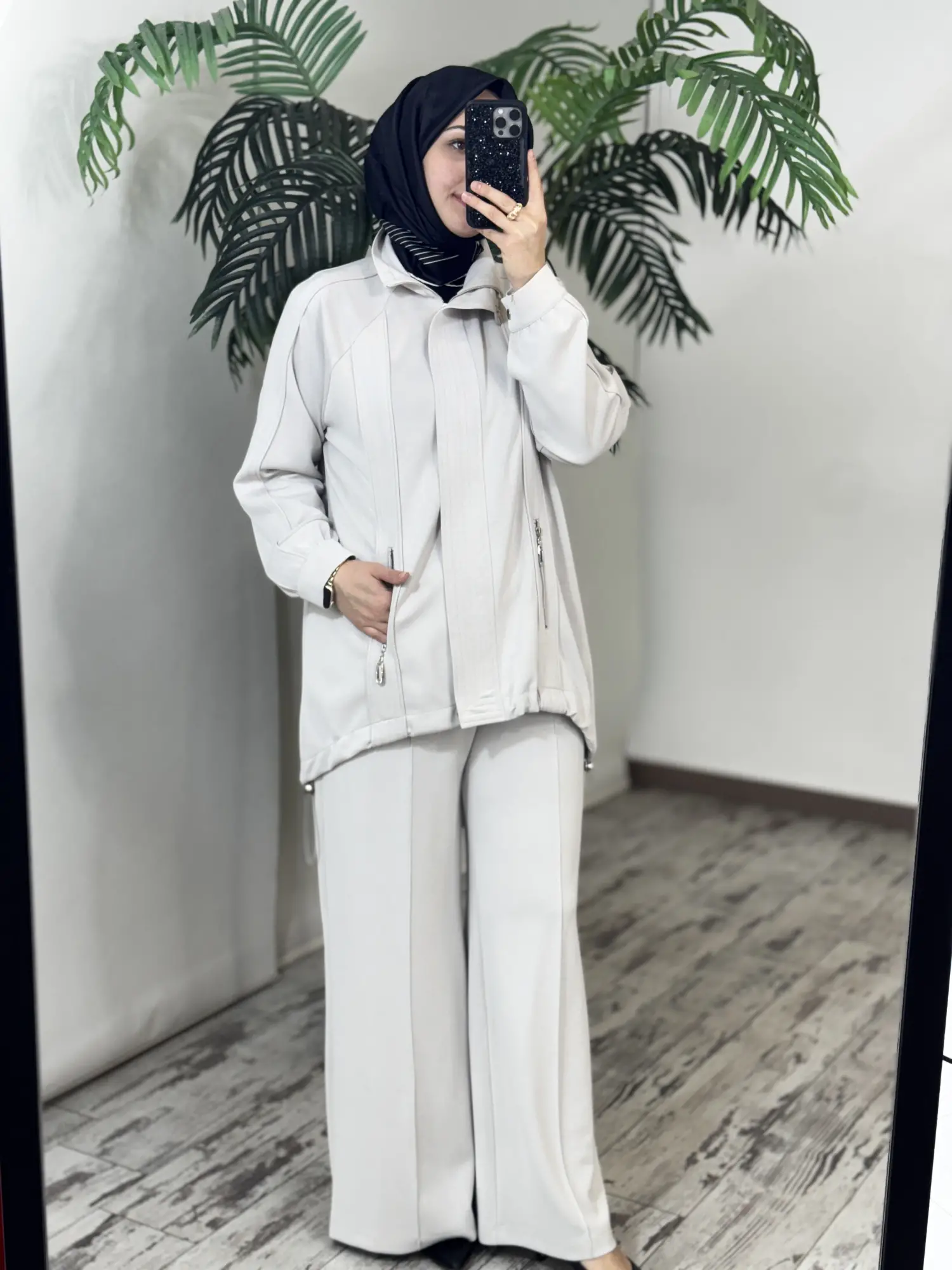 Tığ Triko Dikiş Detaylı Fermuarlı Osyho Kap Pantolon Takım TKM5101