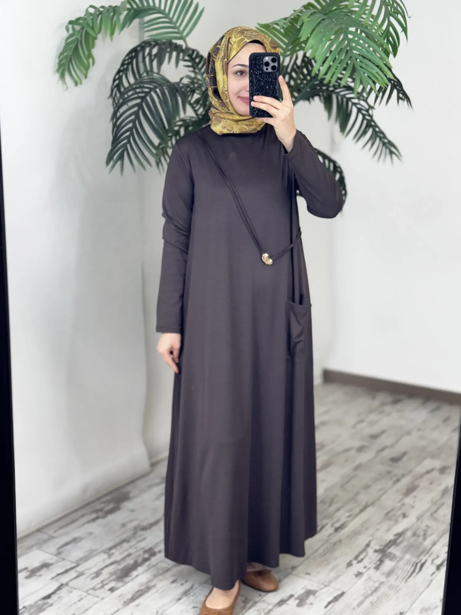 Almarwah Cep Detaylı Rahat Penye Elbise 303923