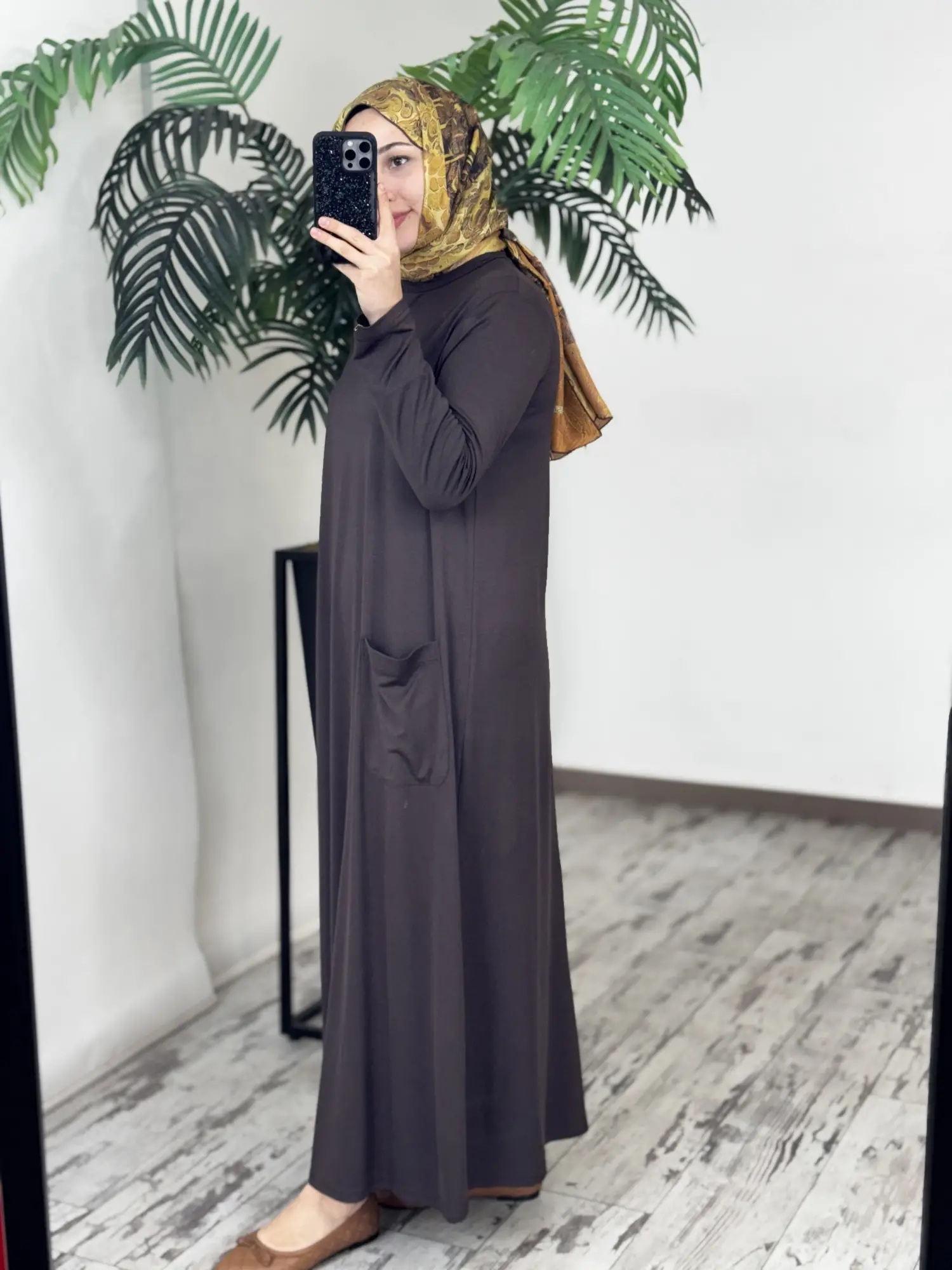 Almarwah Cep Detaylı Rahat Penye Elbise 303923