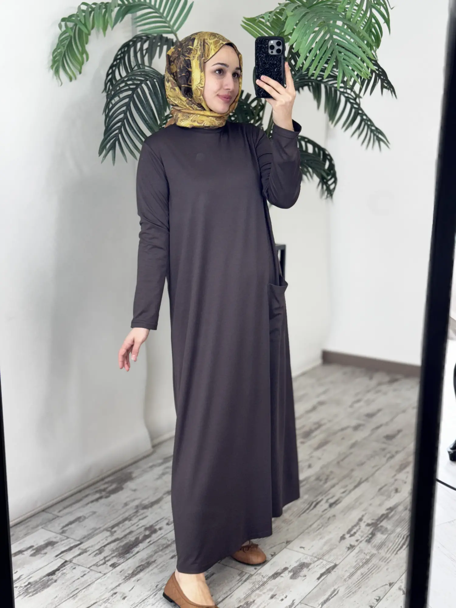 Almarwah Cep Detaylı Rahat Penye Elbise 303923