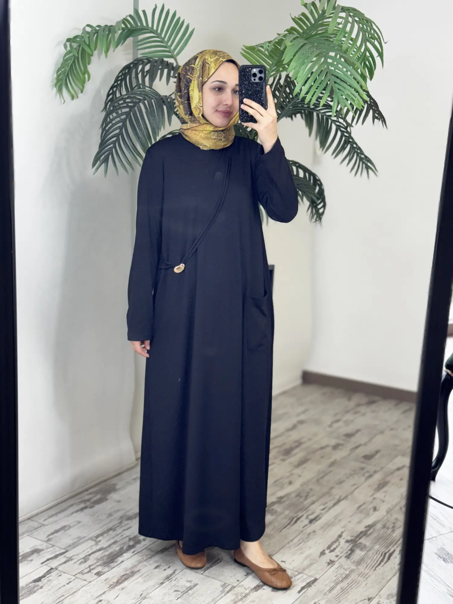 Almarwah Cep Detaylı Rahat Penye Elbise 303923