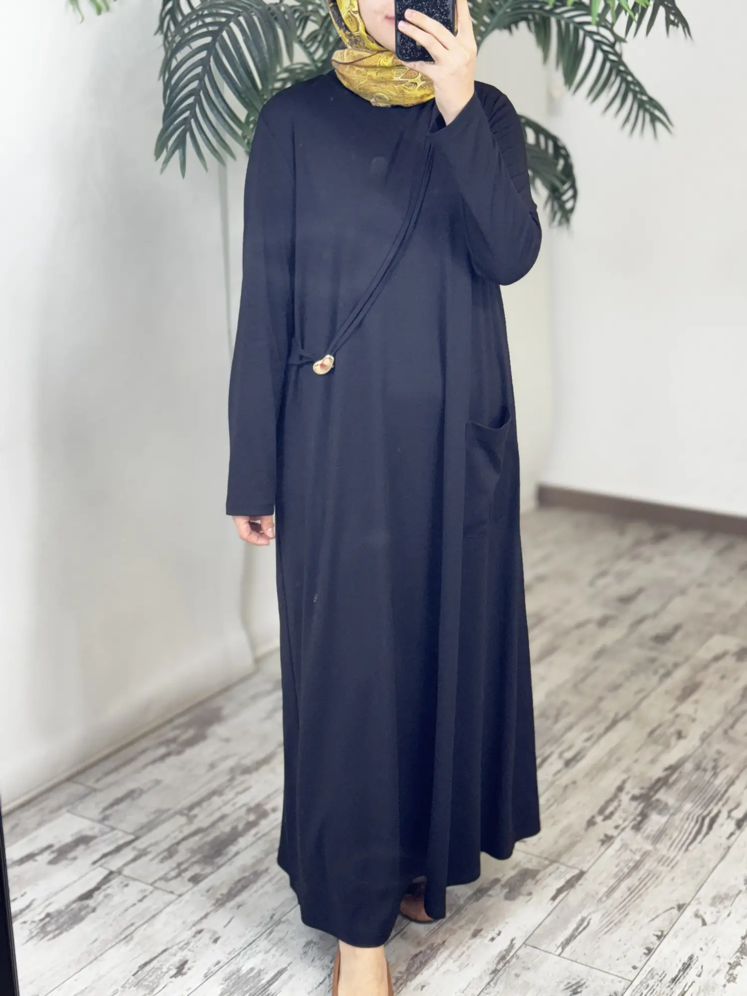 Almarwah Cep Detaylı Rahat Penye Elbise 303923