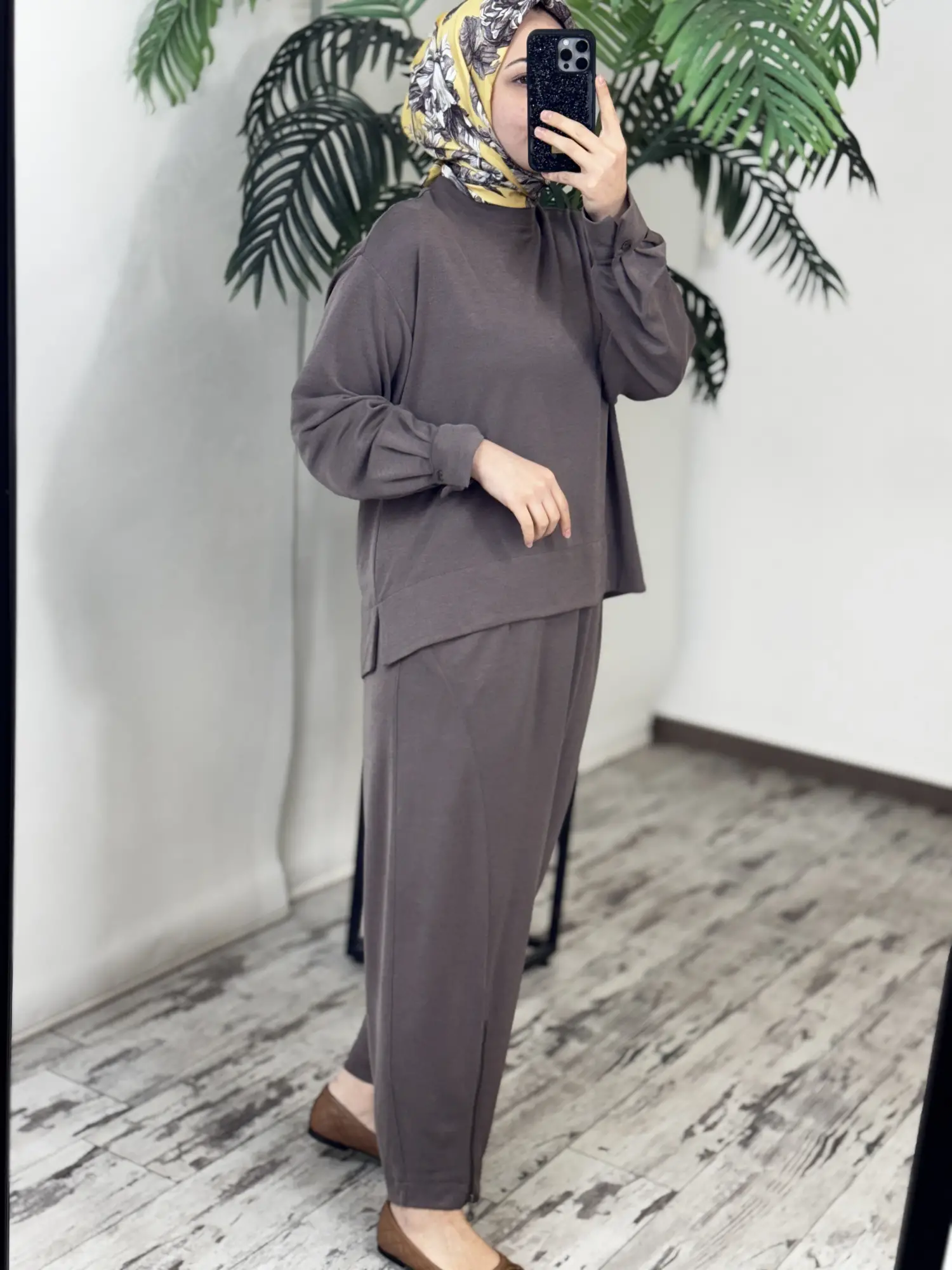 Almarwah Paçası Fermuar Detaylı Viscon Bluz Şalvar Pantolon Takım 203023