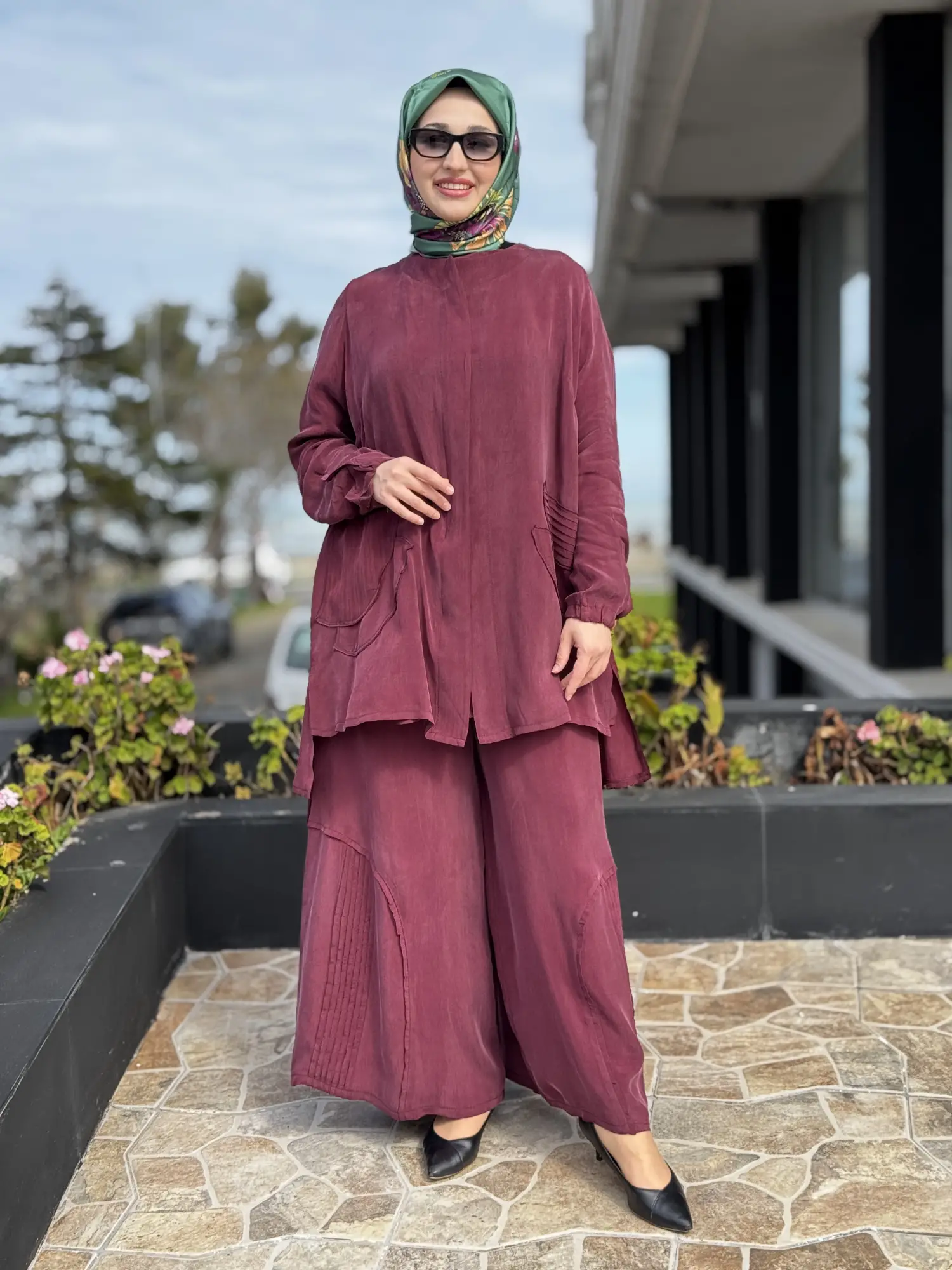 Misswhence 3 lü Cupra İpek Ceket Tunik Pantolon Takım 39208