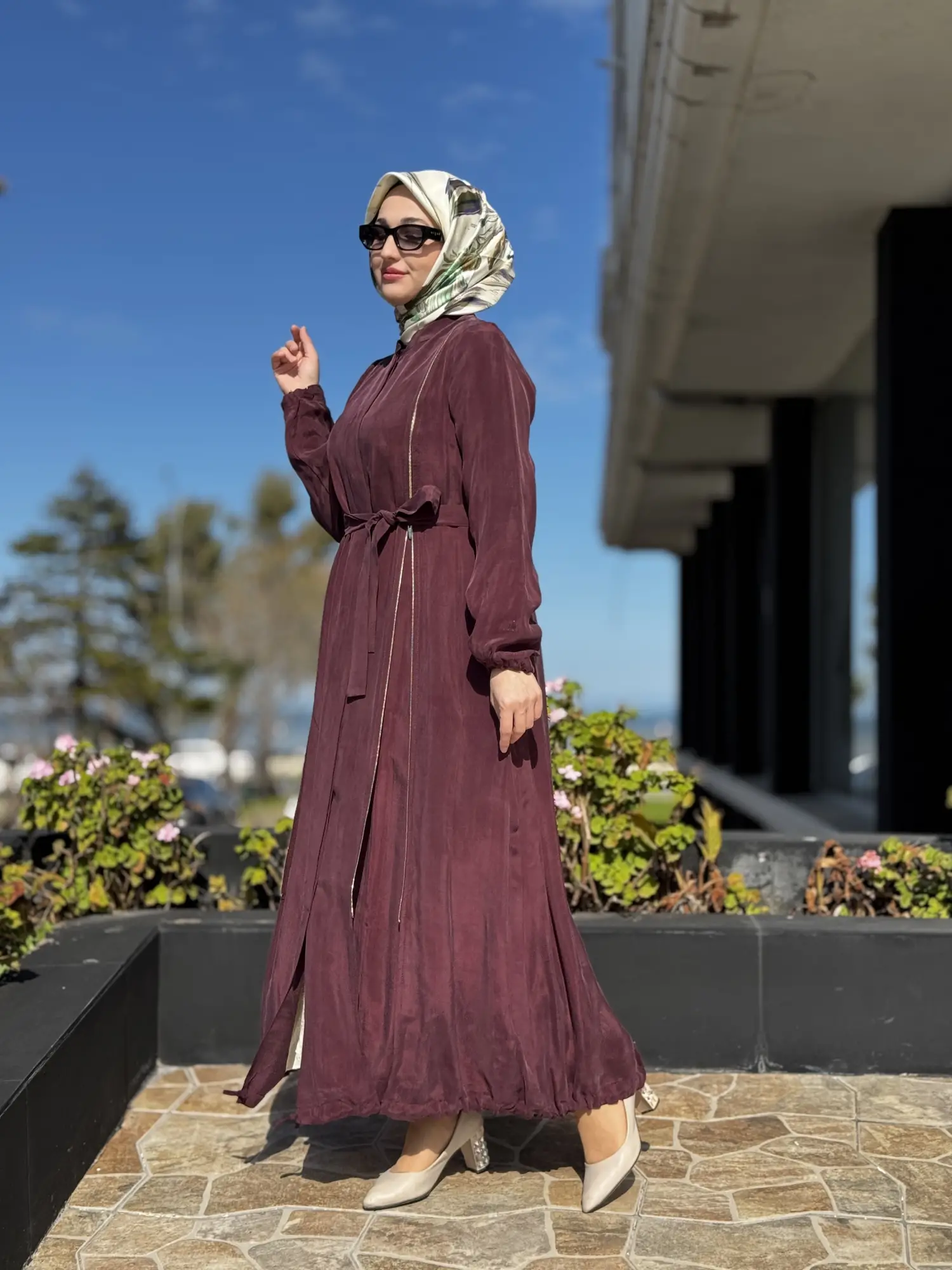 Misswhence İki Yanı Fermuarlı Çıtçıt Kapamalı Cupra İpek Farece / Pardesü 39501