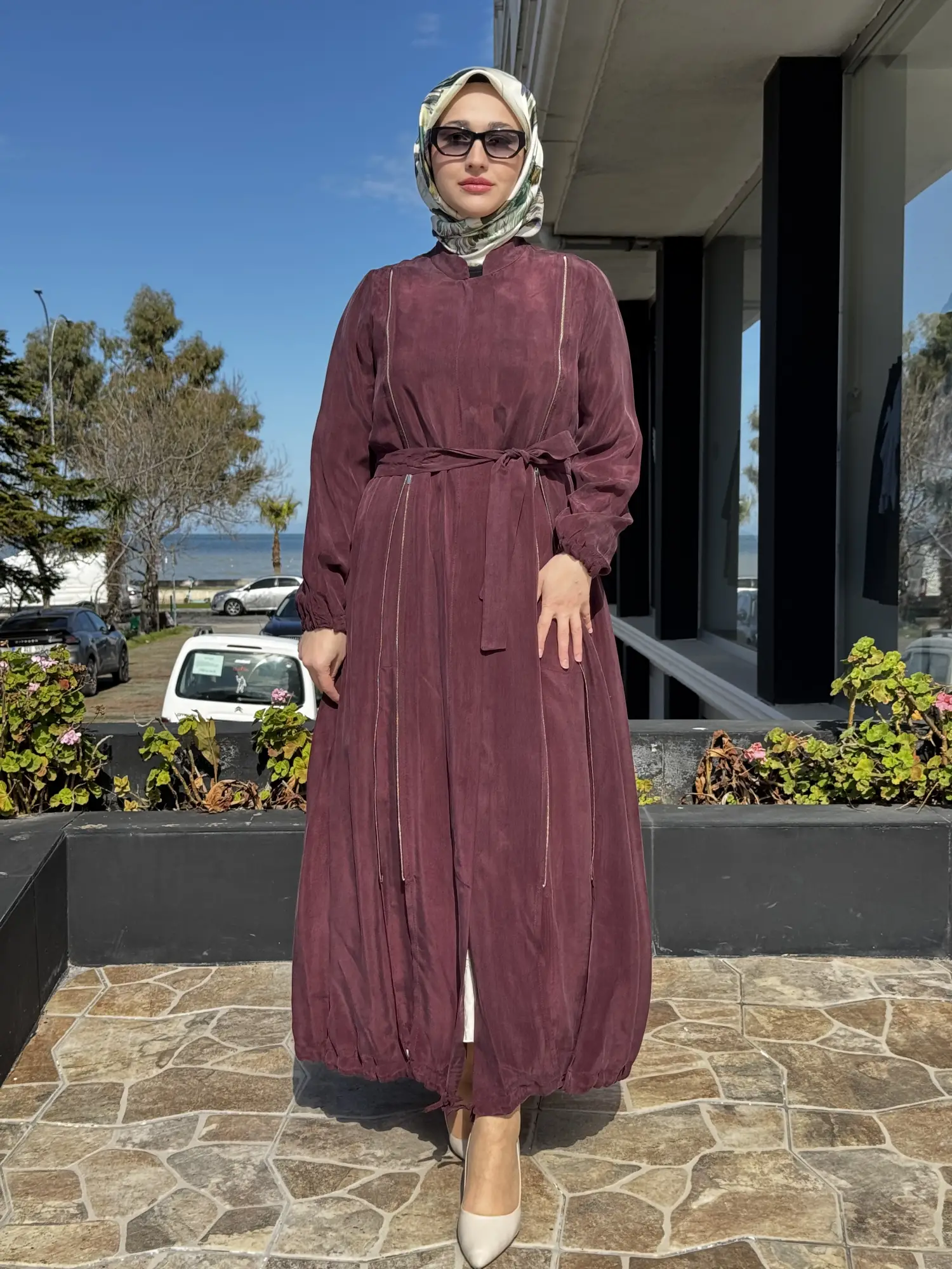 Misswhence İki Yanı Fermuarlı Çıtçıt Kapamalı Cupra İpek Farece / Pardesü 39501