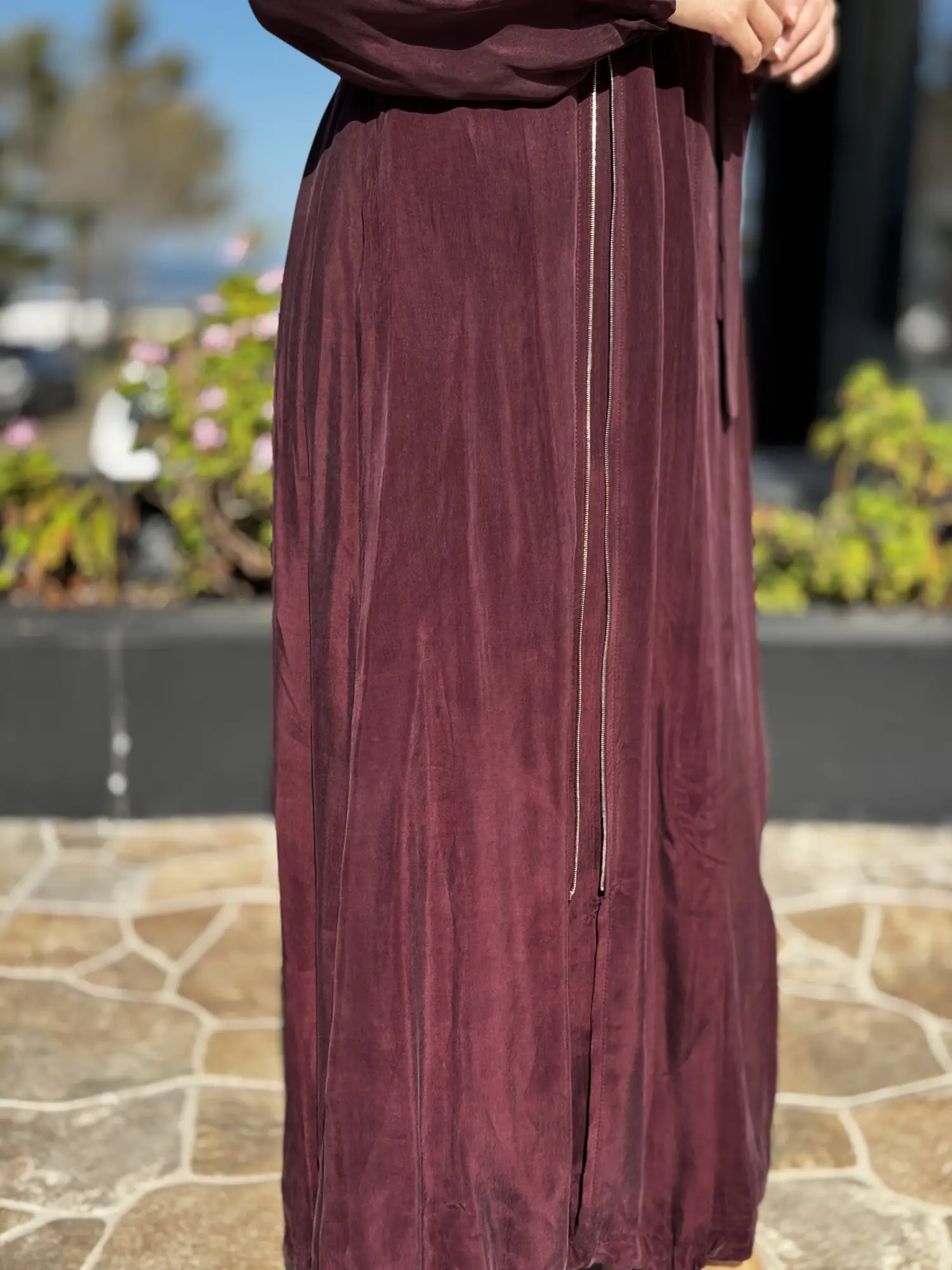 Misswhence İki Yanı Fermuarlı Çıtçıt Kapamalı Cupra İpek Farece / Pardesü 39501