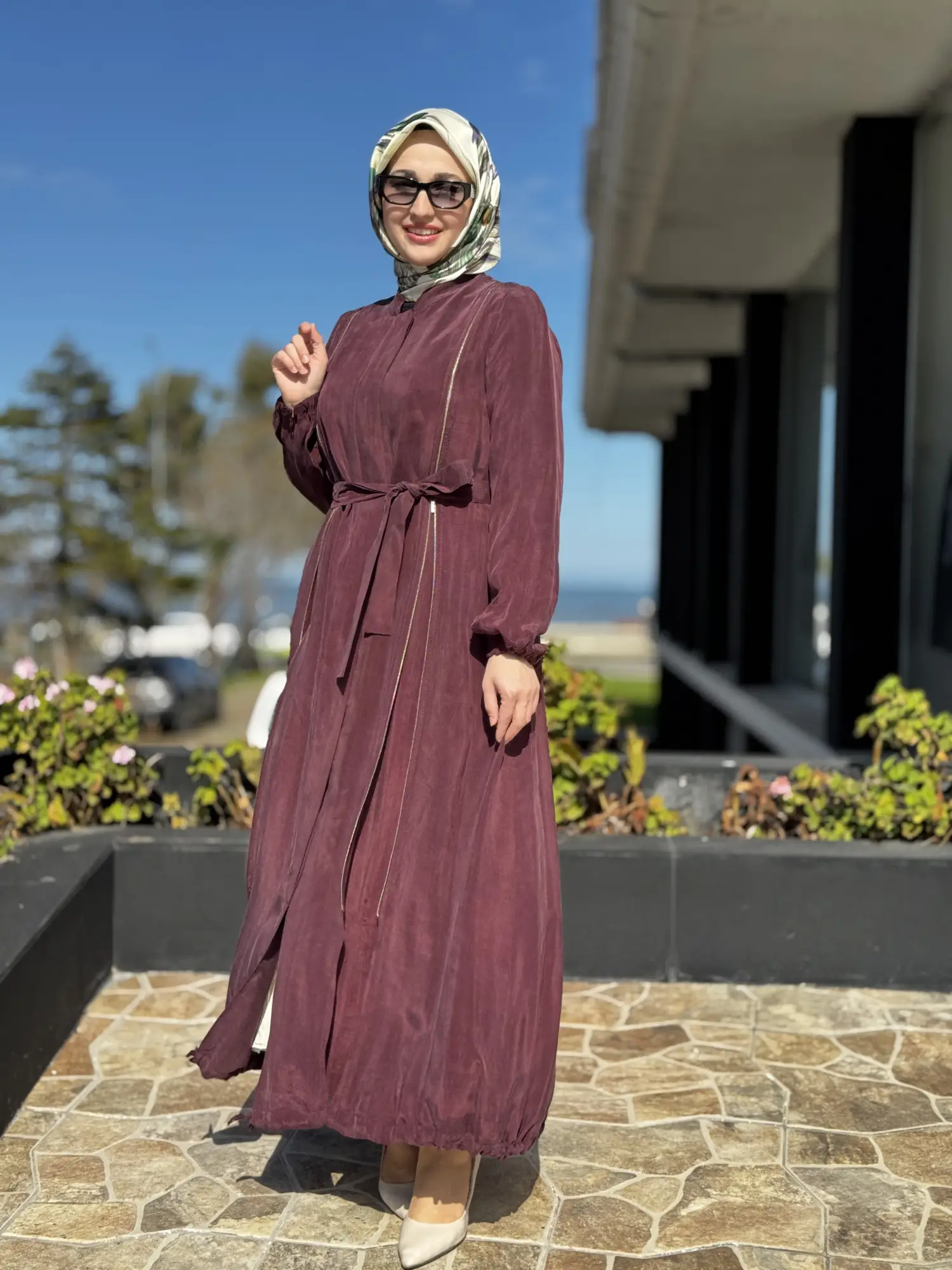 Misswhence İki Yanı Fermuarlı Çıtçıt Kapamalı Cupra İpek Farece / Pardesü 39501