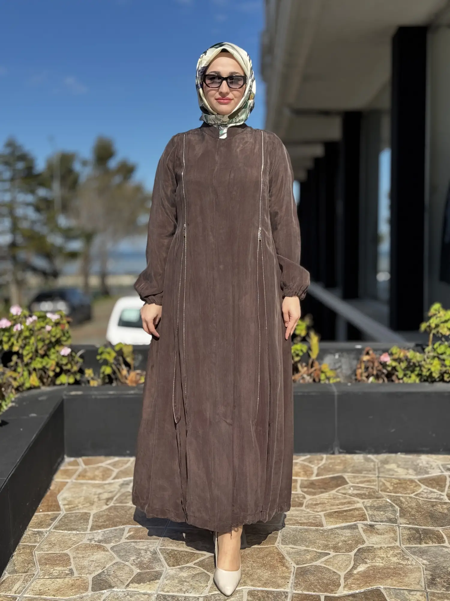 Misswhence İki Yanı Fermuarlı Çıtçıt Kapamalı Cupra İpek Farece / Pardesü 39501