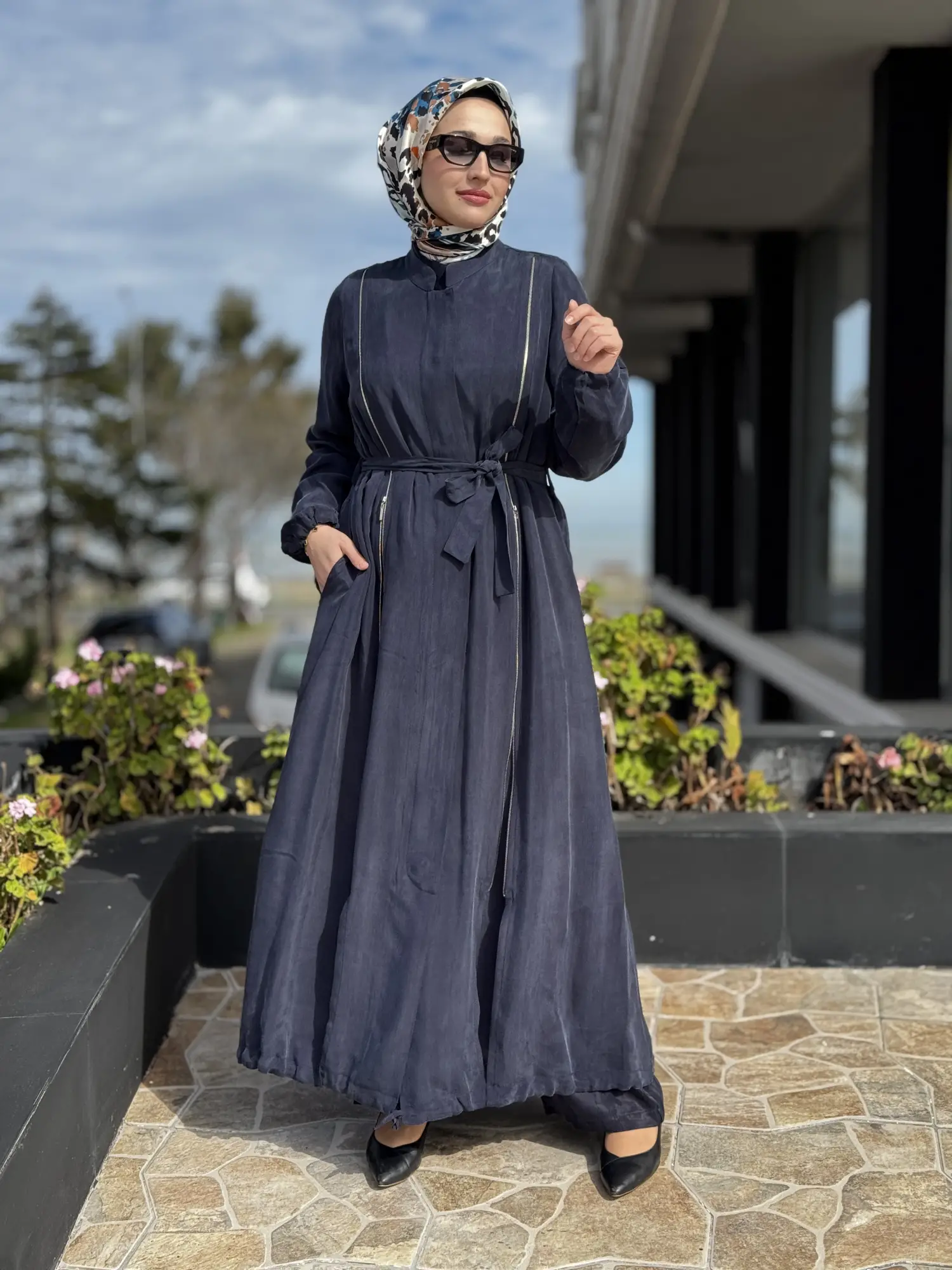 Misswhence İki Yanı Fermuarlı Çıtçıt Kapamalı Cupra İpek Farece / Pardesü 39501