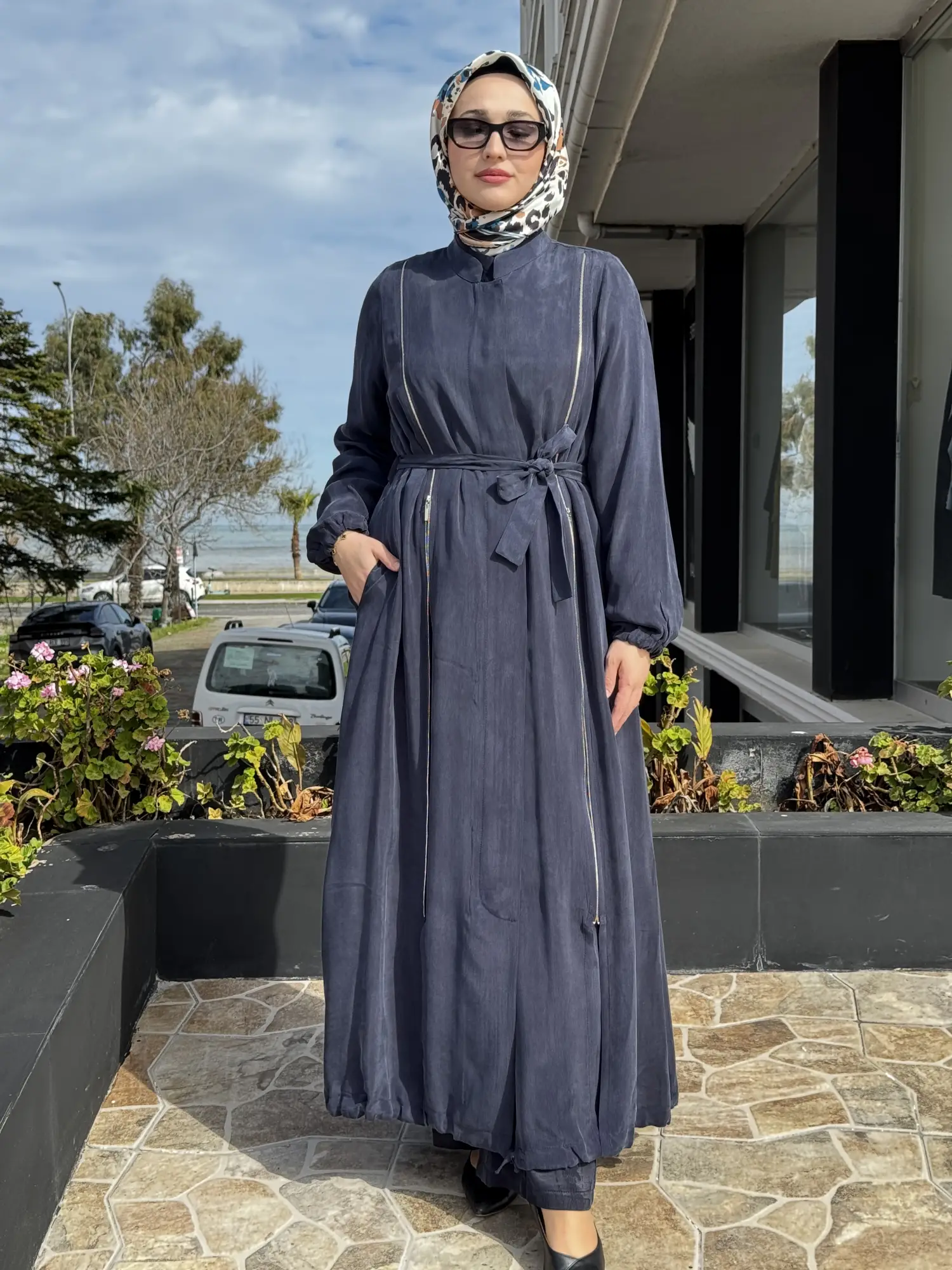 Misswhence İki Yanı Fermuarlı Çıtçıt Kapamalı Cupra İpek Farece / Pardesü 39501