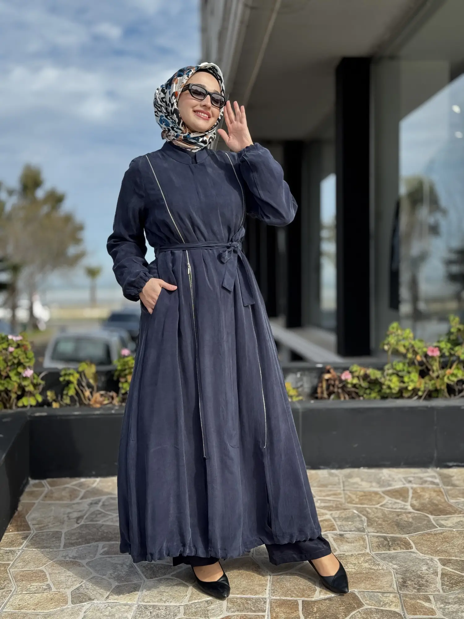 Misswhence İki Yanı Fermuarlı Çıtçıt Kapamalı Cupra İpek Farece / Pardesü 39501