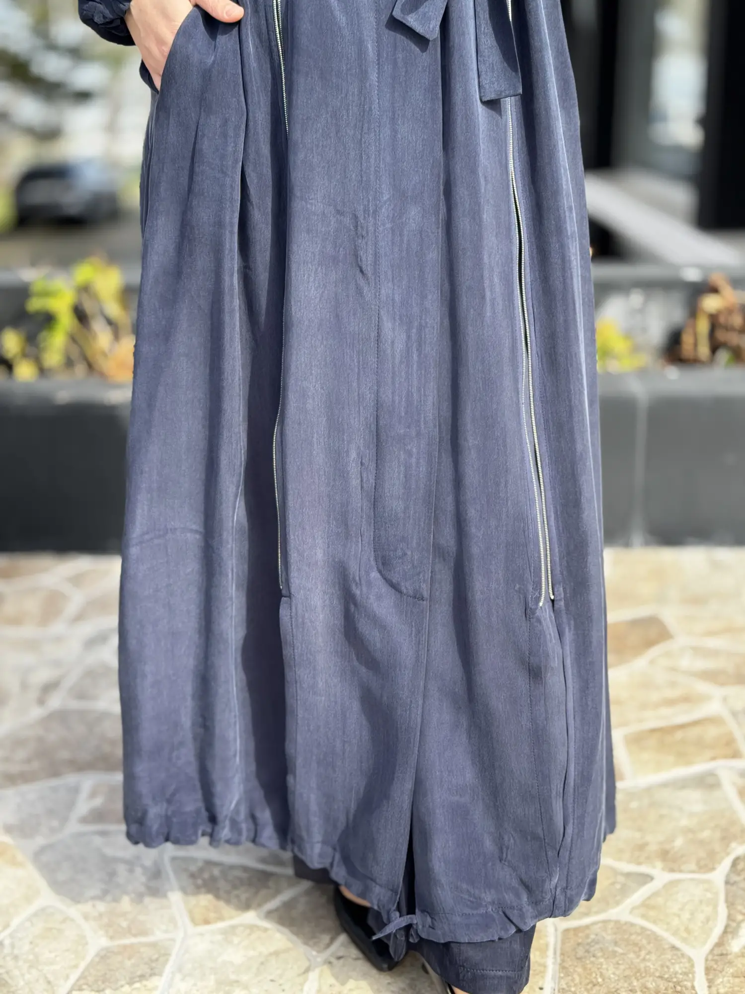 Misswhence İki Yanı Fermuarlı Çıtçıt Kapamalı Cupra İpek Farece / Pardesü 39501