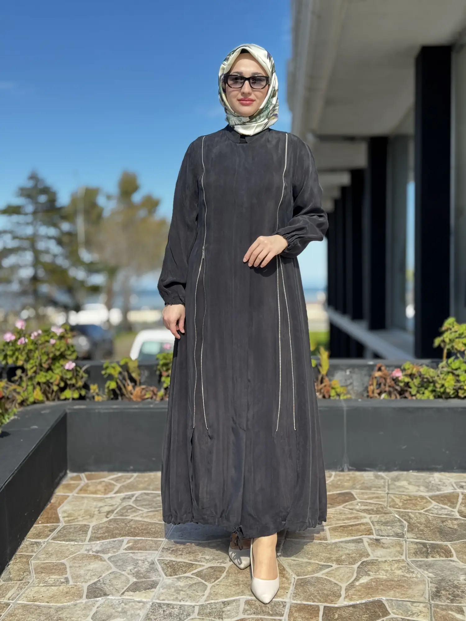 Misswhence İki Yanı Fermuarlı Çıtçıt Kapamalı Cupra İpek Farece / Pardesü 39501