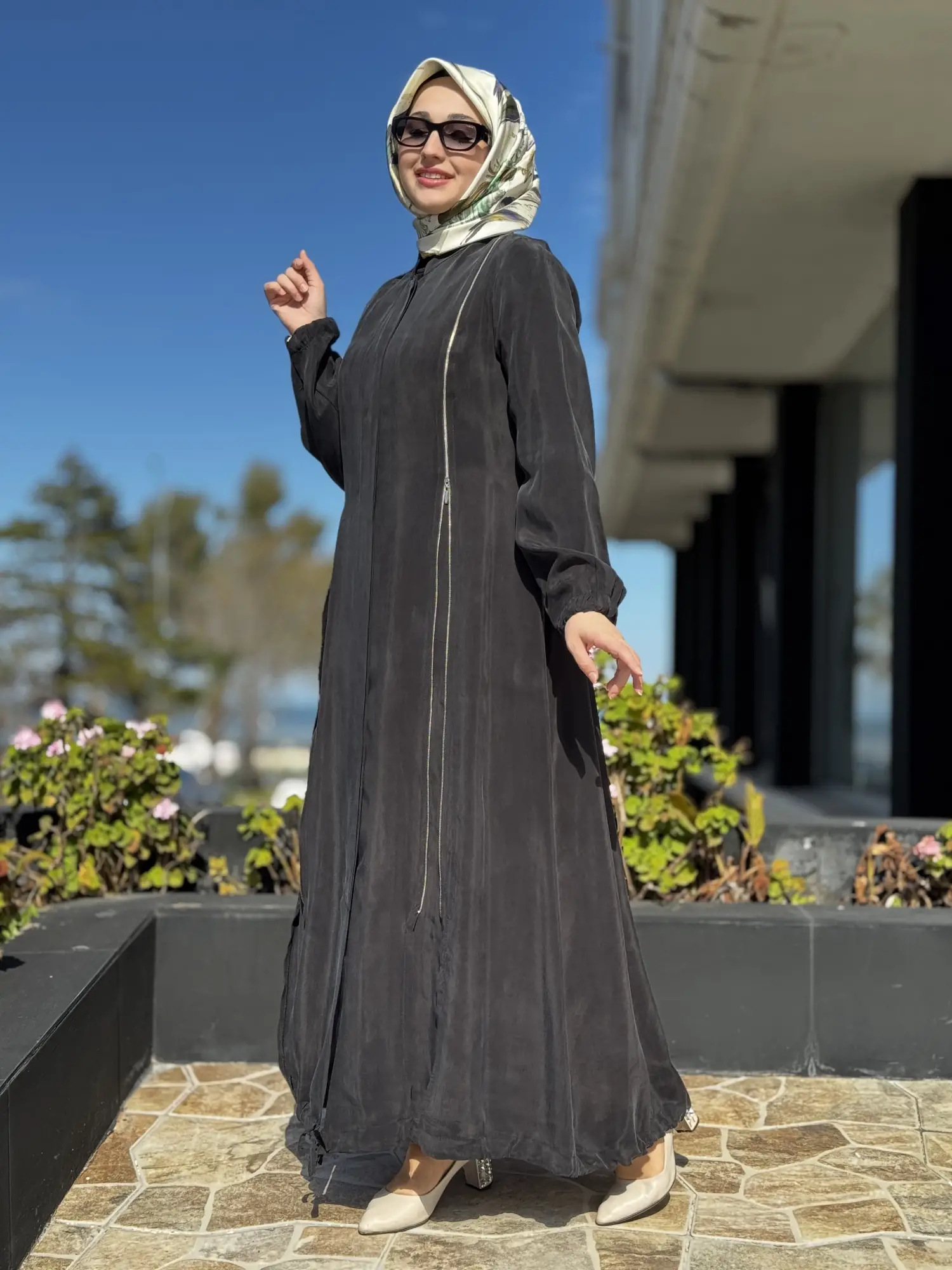 Misswhence İki Yanı Fermuarlı Çıtçıt Kapamalı Cupra İpek Farece / Pardesü 39501