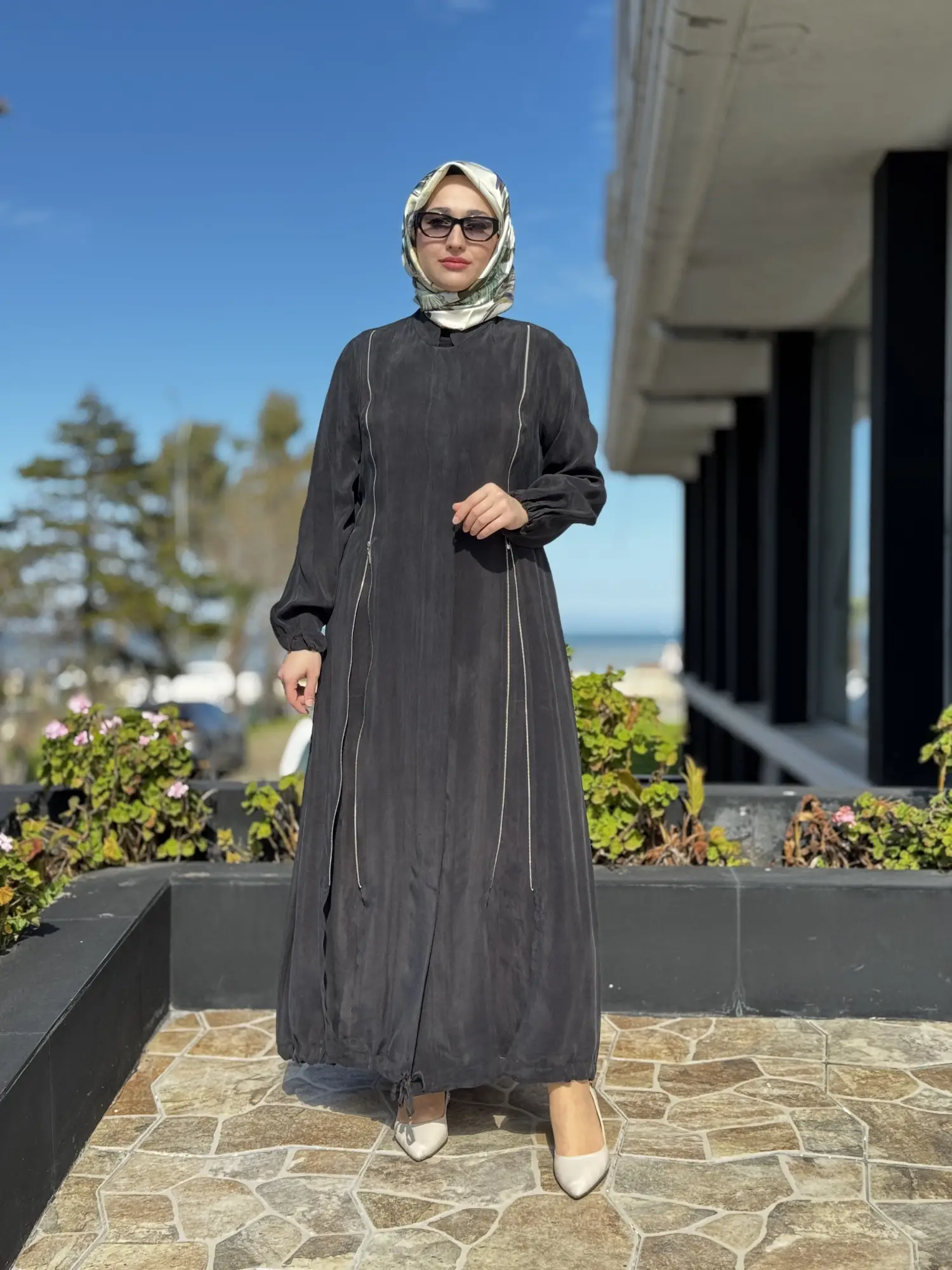 Misswhence İki Yanı Fermuarlı Çıtçıt Kapamalı Cupra İpek Farece / Pardesü 39501