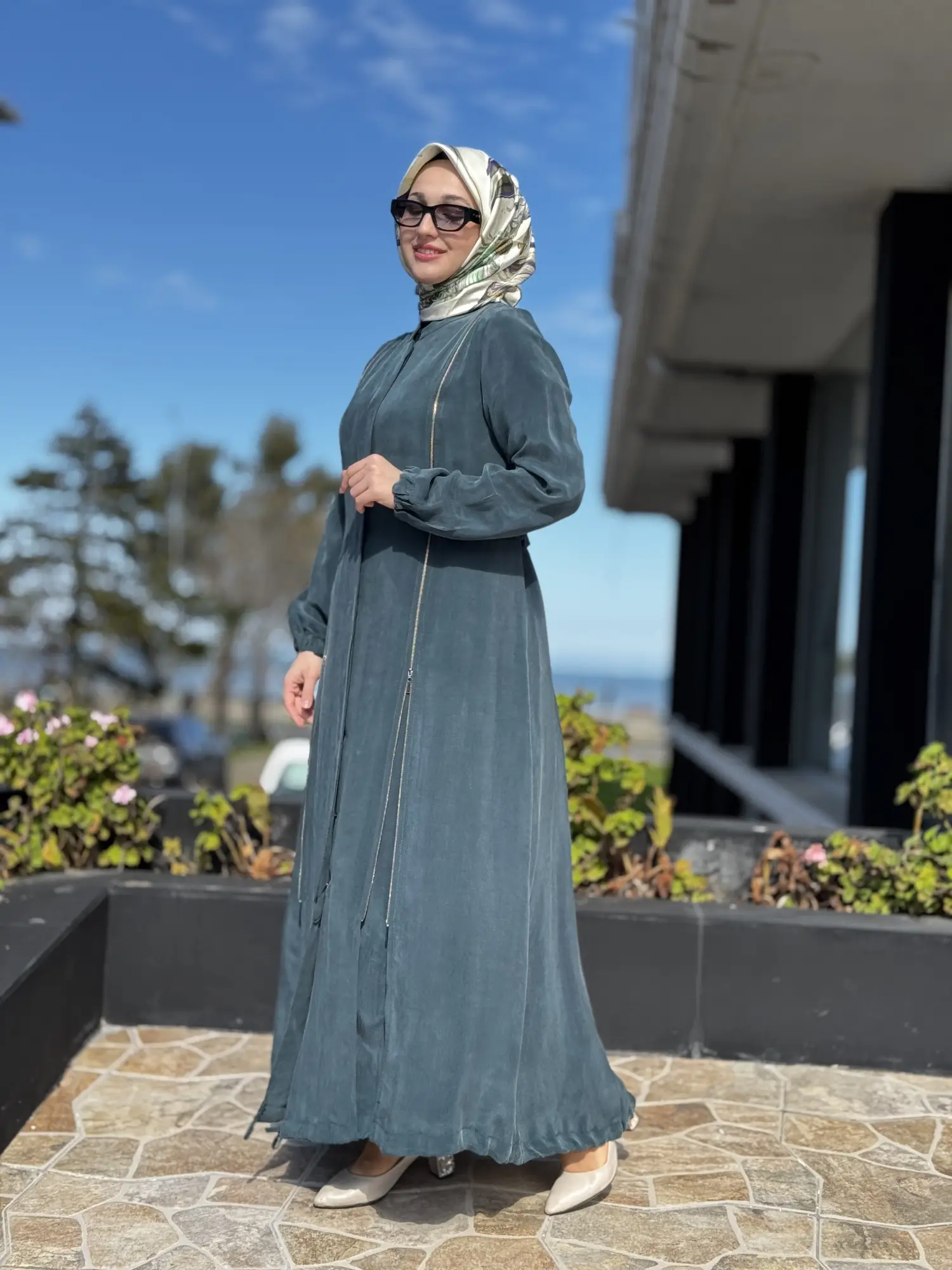 Misswhence İki Yanı Fermuarlı Çıtçıt Kapamalı Cupra İpek Farece / Pardesü 39501